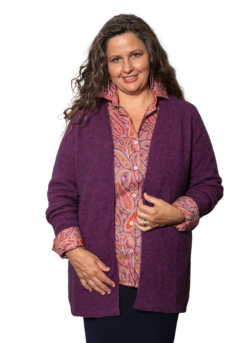 Merino Possum Moss Stitch Drape Cardigan