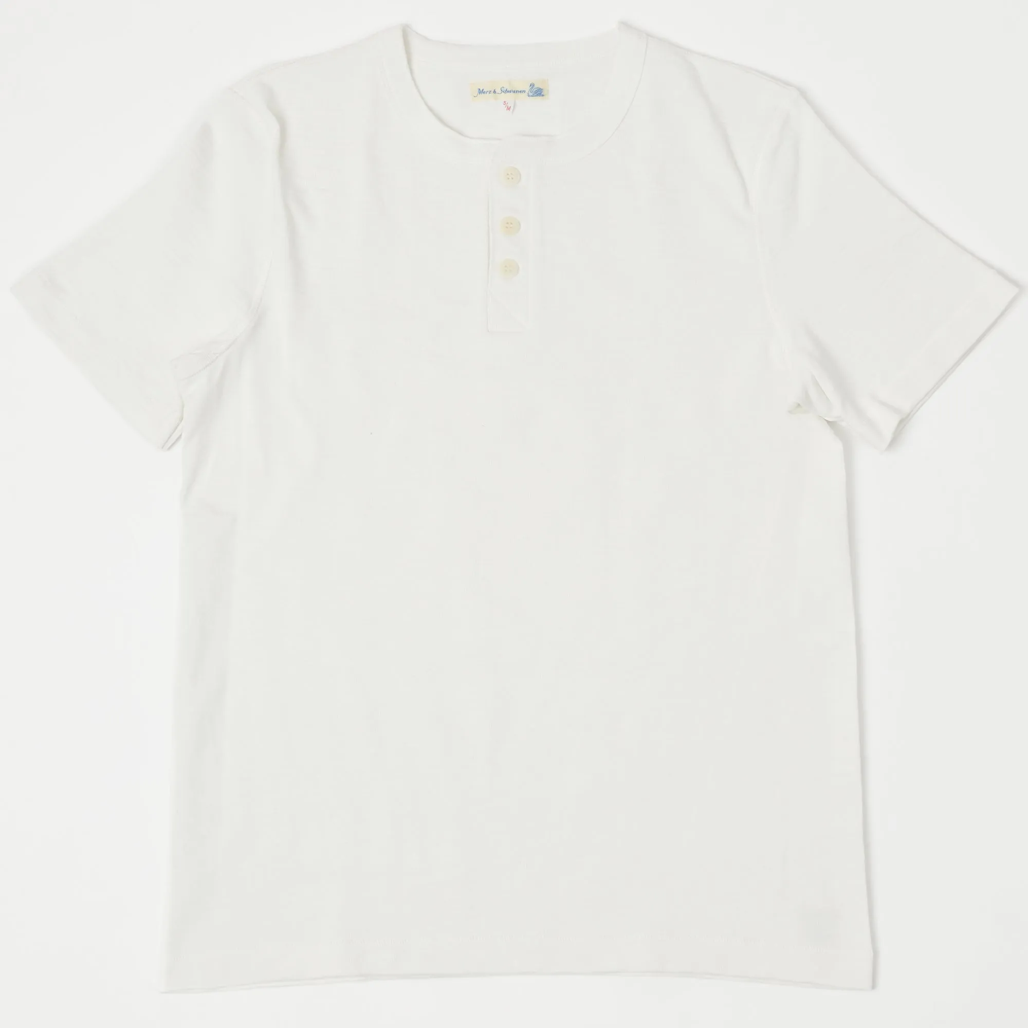 Merz b. Schwanen 2S04SL Short Sleeve Henley - White
