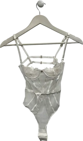 Meshki White Vanessa Mesh Lace Bodysuit UK 6