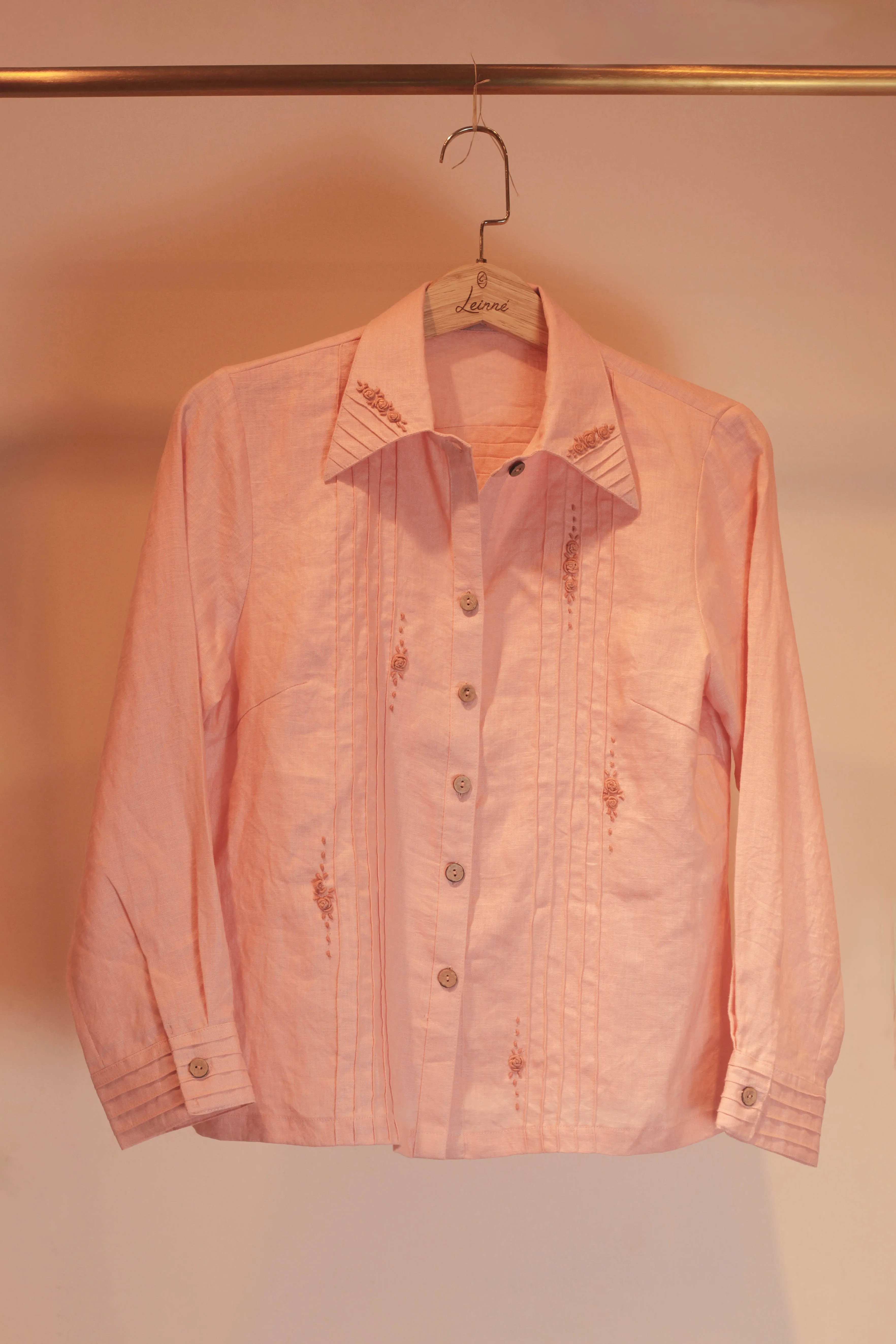 Mila hand-embroidered floral linen shirt