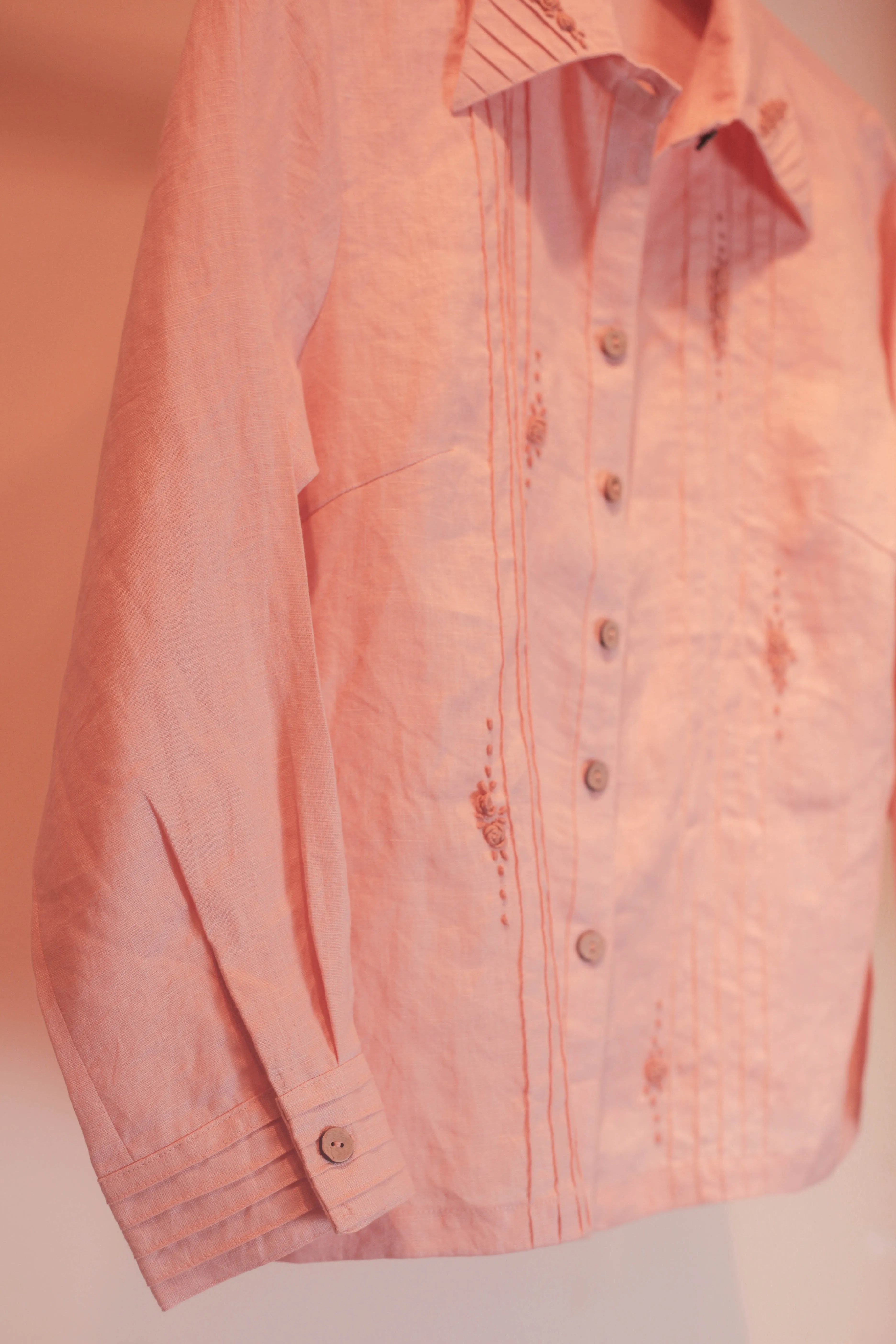 Mila hand-embroidered floral linen shirt