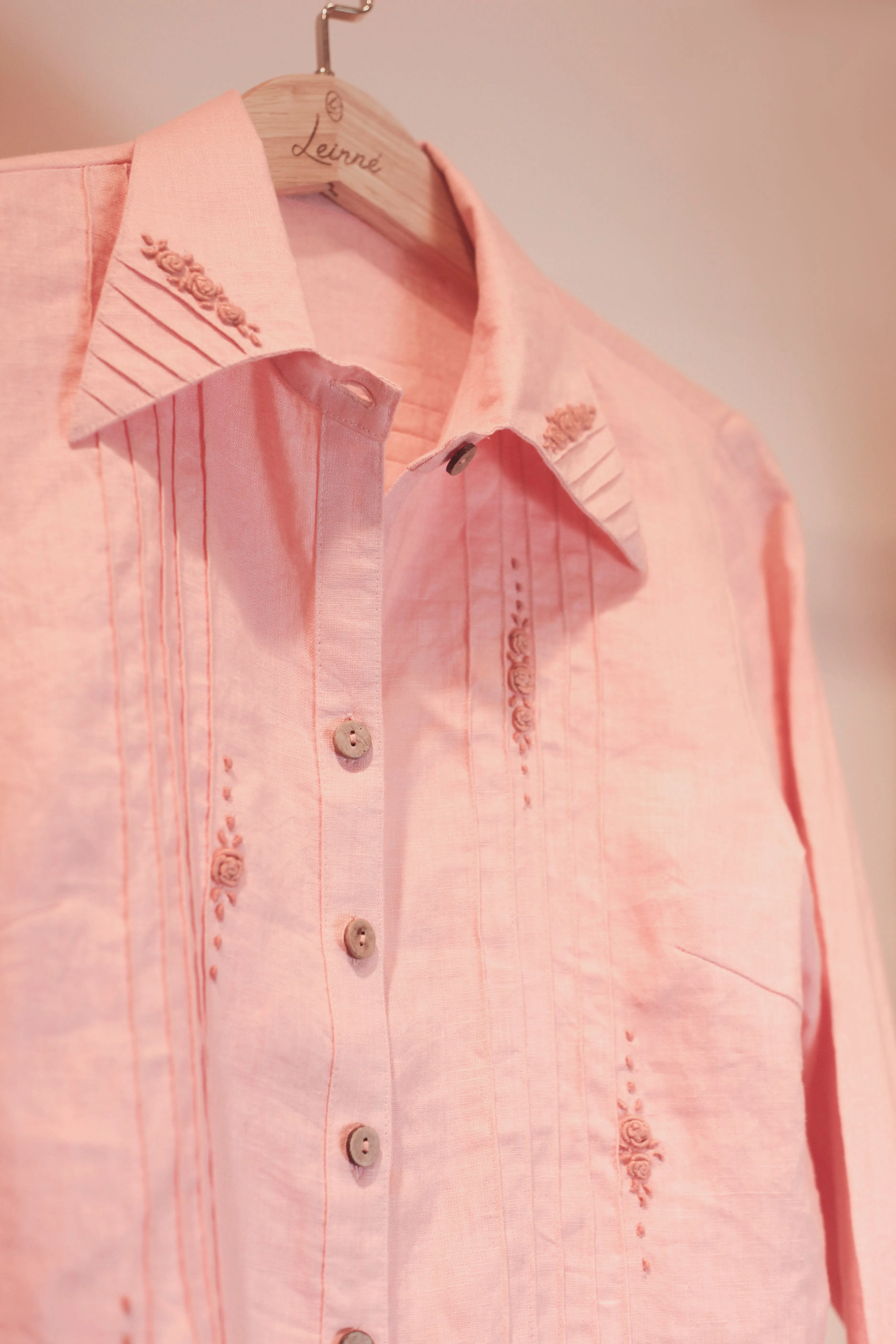 Mila hand-embroidered floral linen shirt