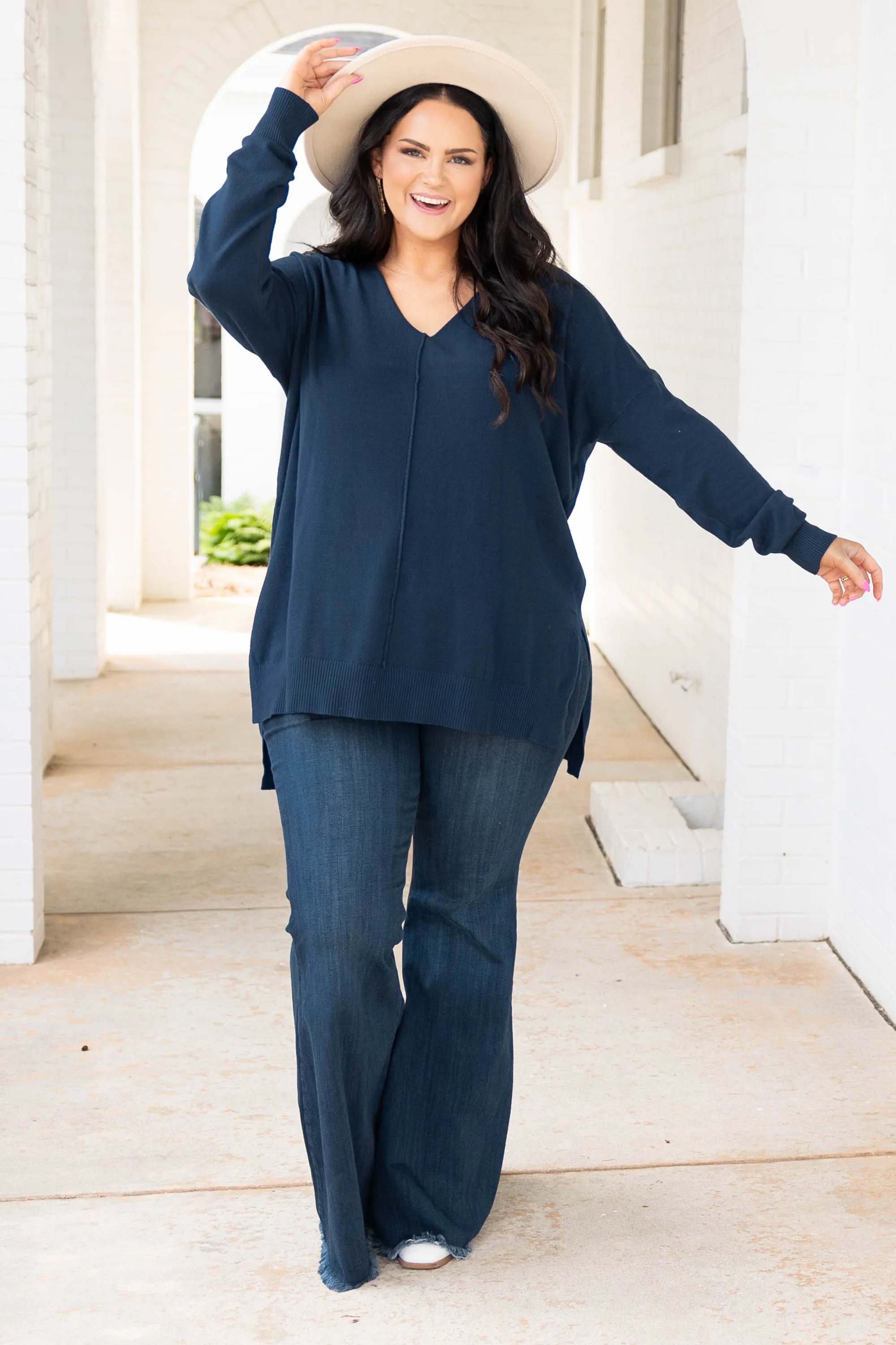 Miss Who I Was Sweater, Navy