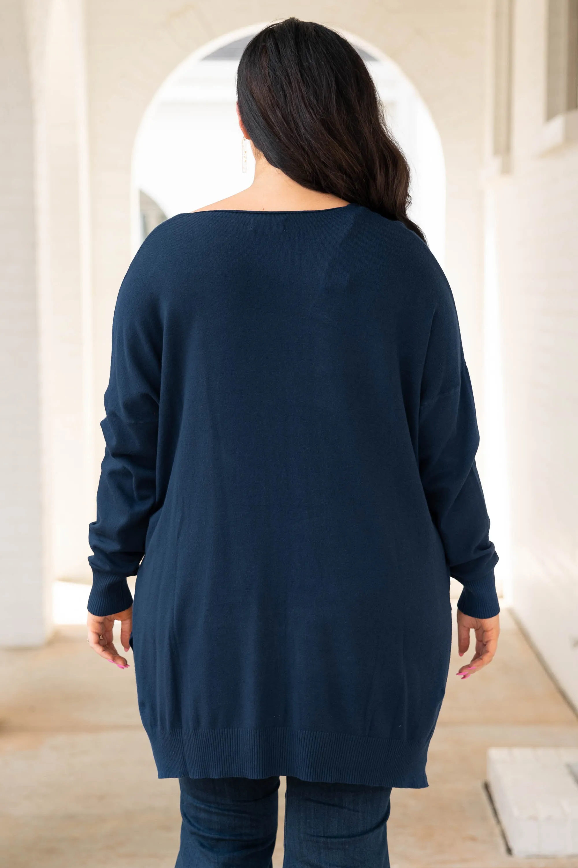 Miss Who I Was Sweater, Navy