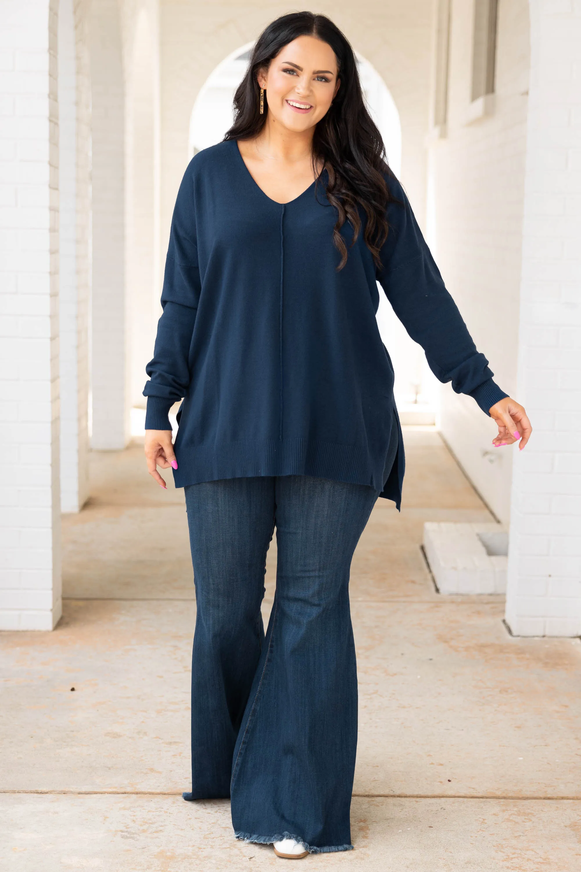 Miss Who I Was Sweater, Navy