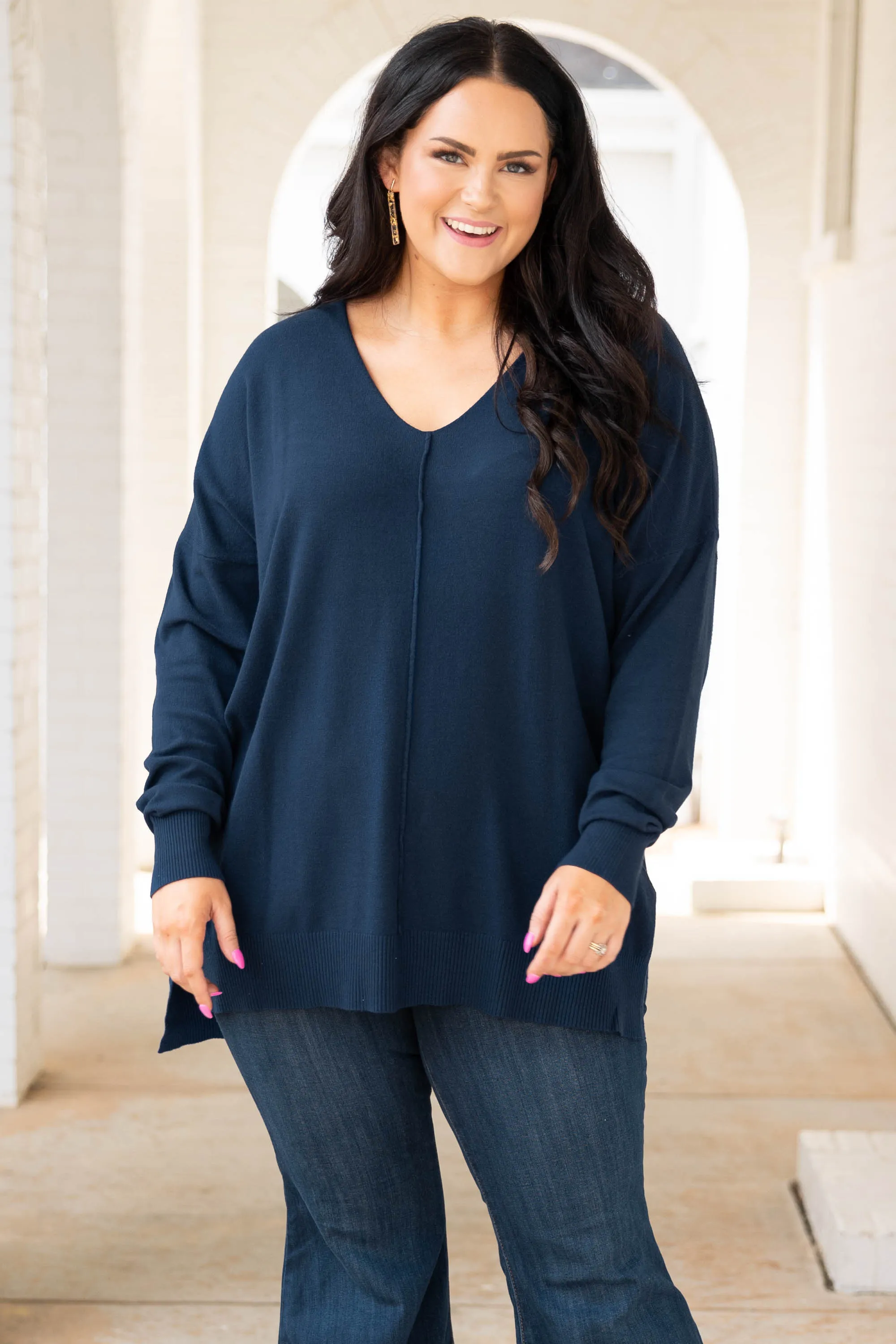 Miss Who I Was Sweater, Navy