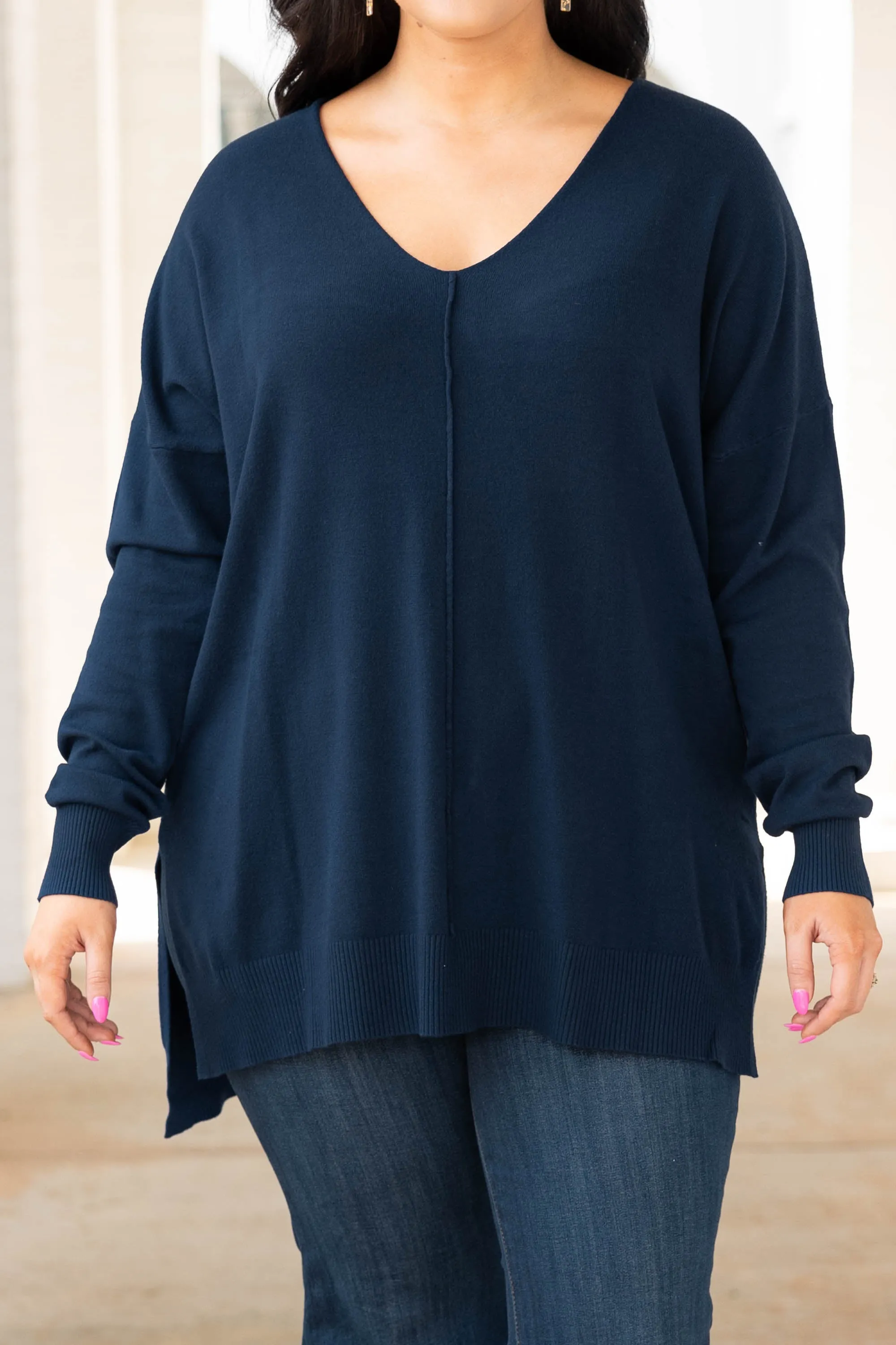 Miss Who I Was Sweater, Navy