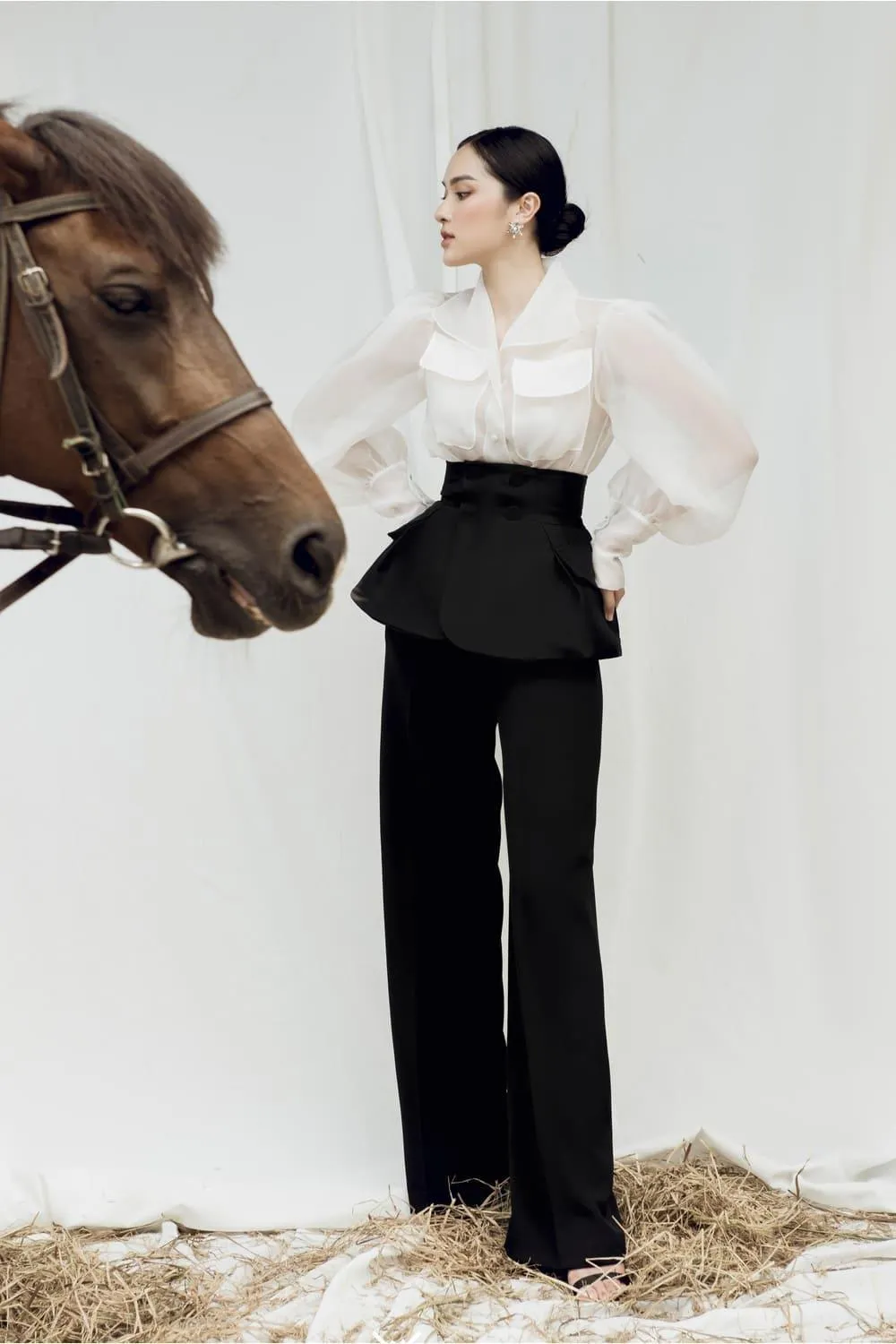 Morgan Straight High Waist Spandex Homespun Floor length Pants
