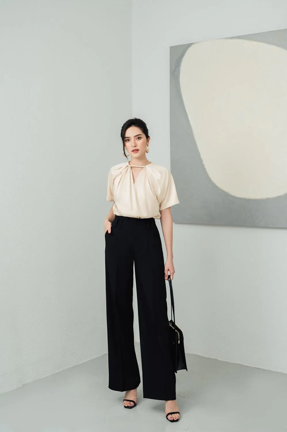 Morgan Straight High Waist Spandex Homespun Floor length Pants