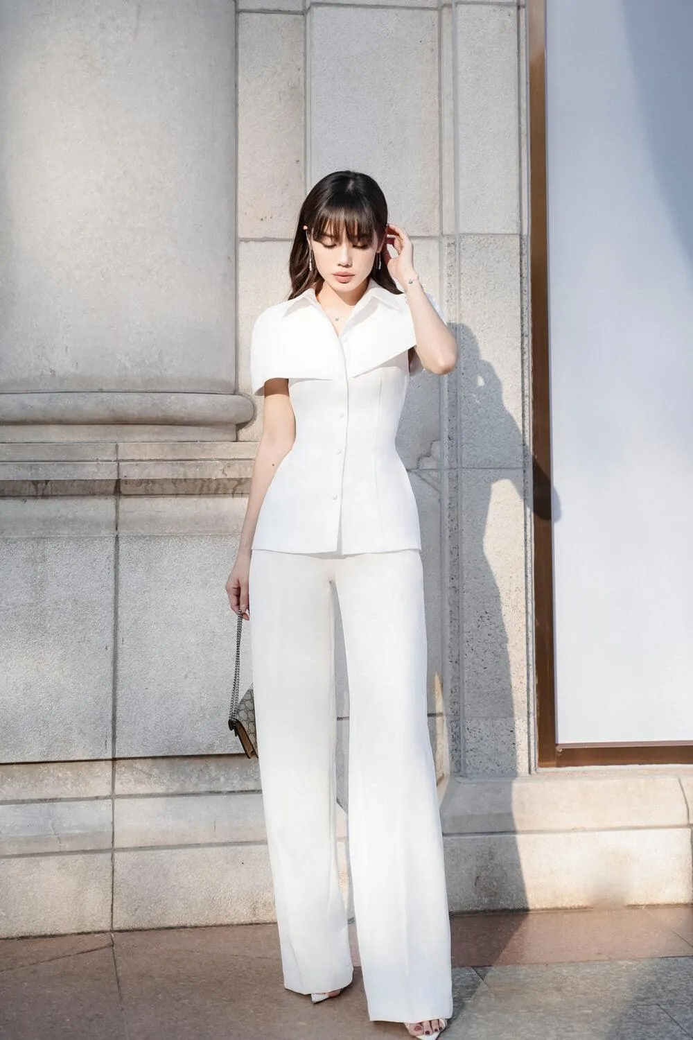 Morgan Straight High Waist Spandex Homespun Floor length Pants