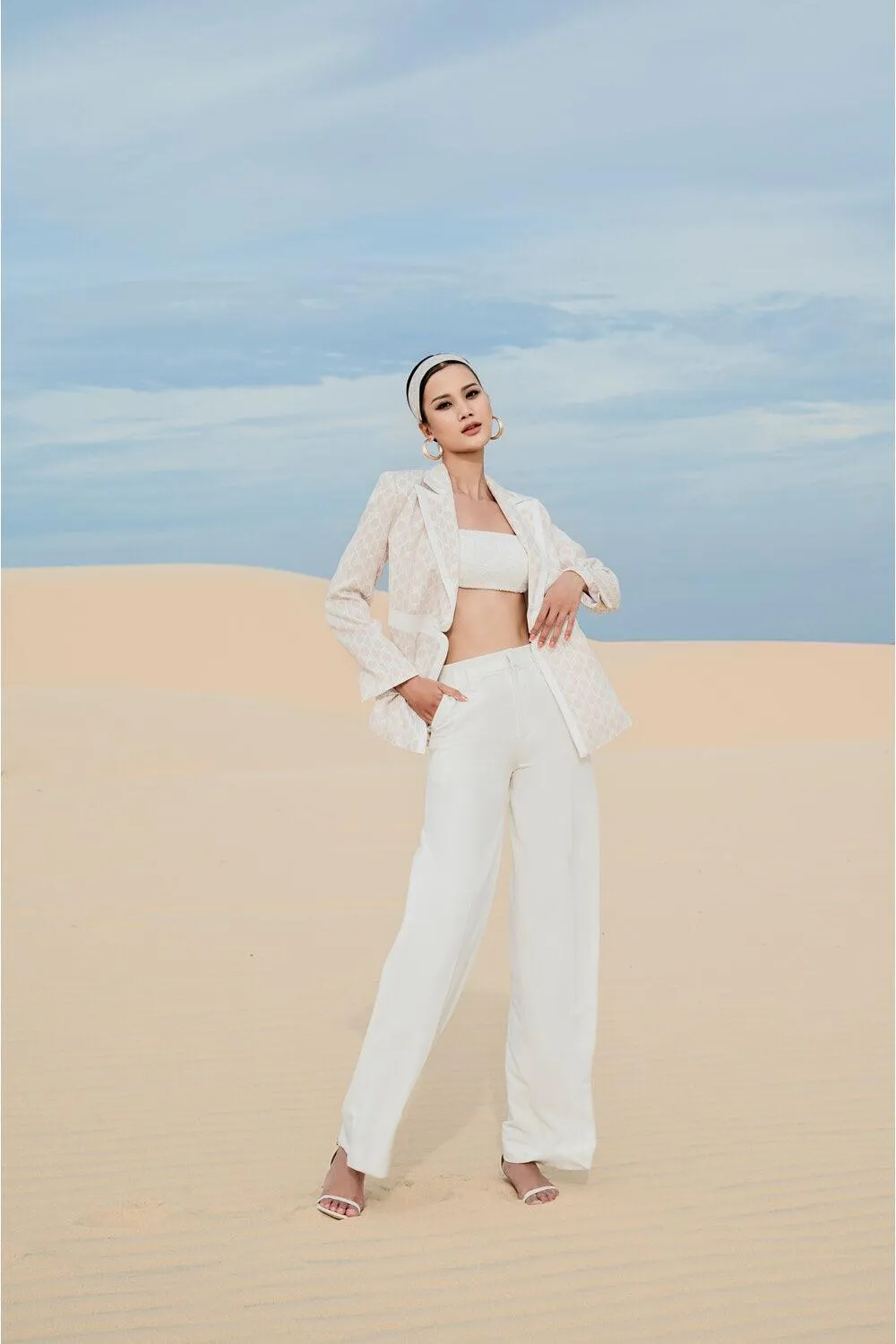 Morgan Straight High Waist Spandex Homespun Floor length Pants
