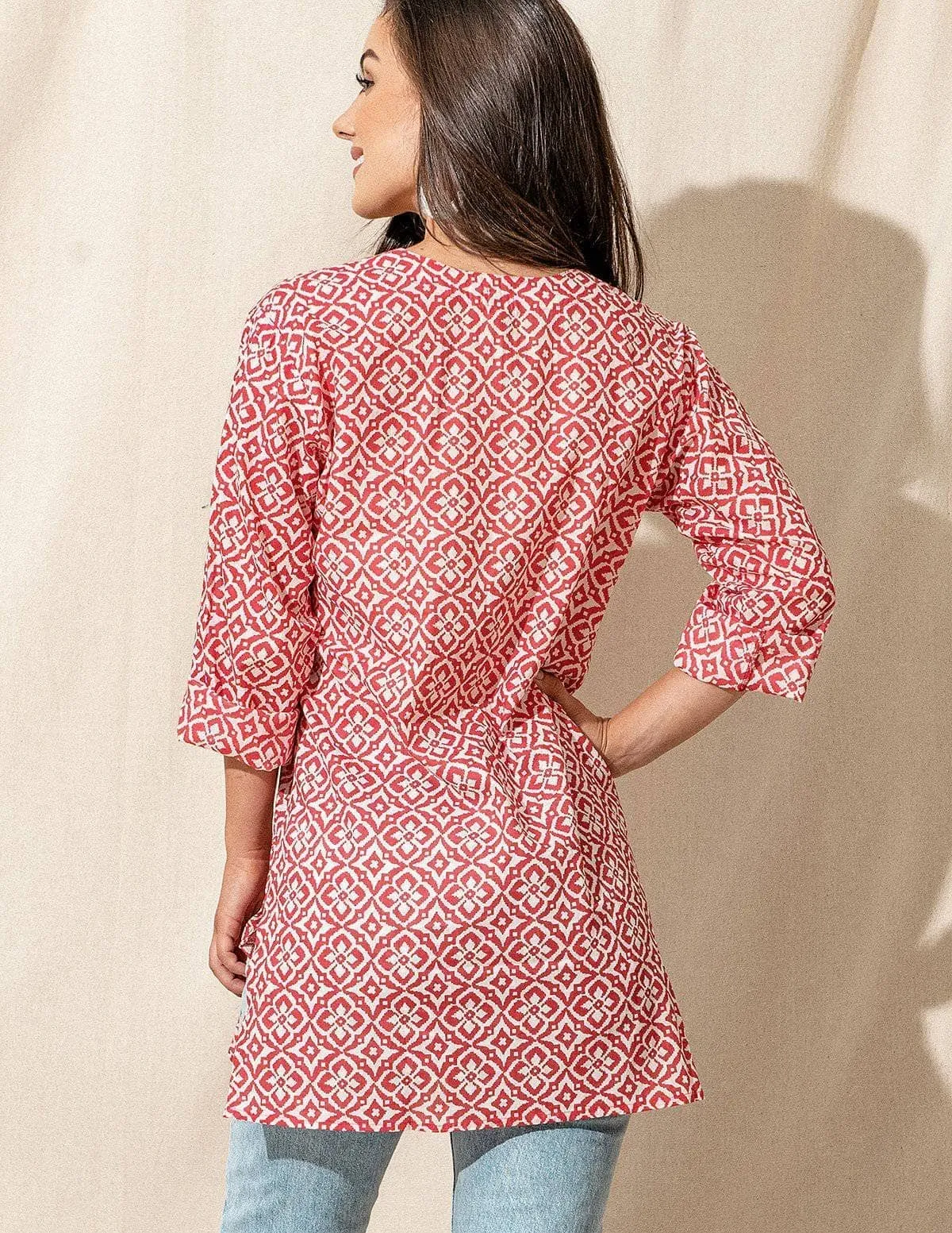 Nala Indian Cotton Tunic - Paprika -As-Is-Clearance - Medium Only