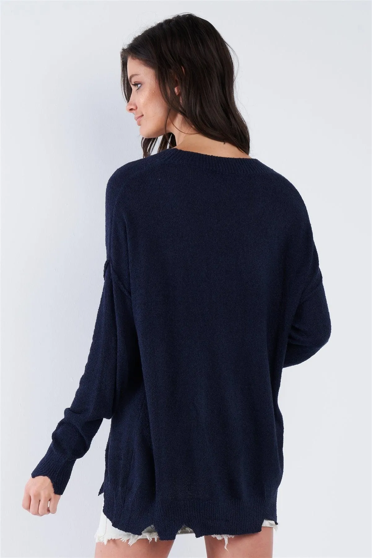 Navy Blue J'adore Print Sweater