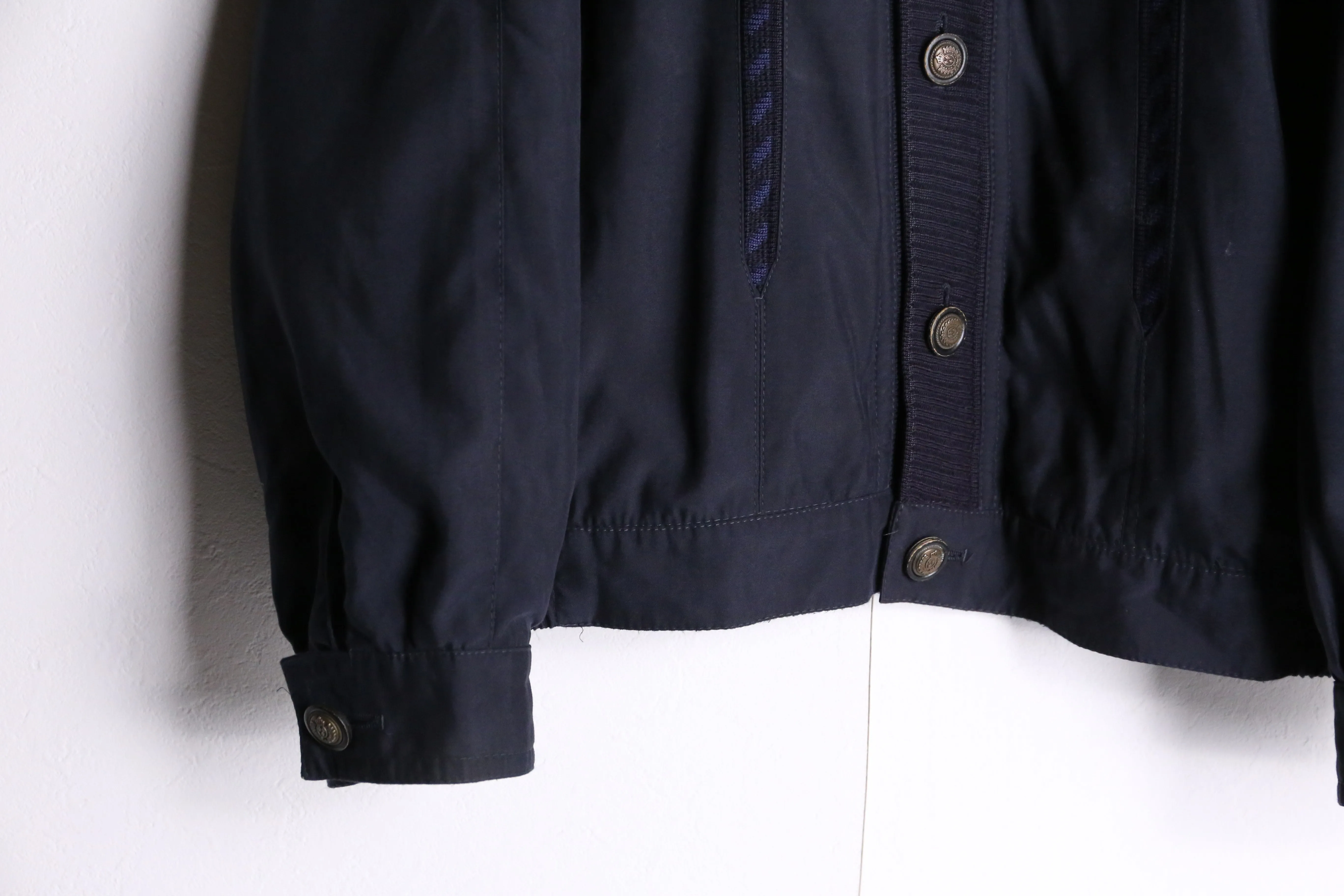 navy line mix cardigan blouson