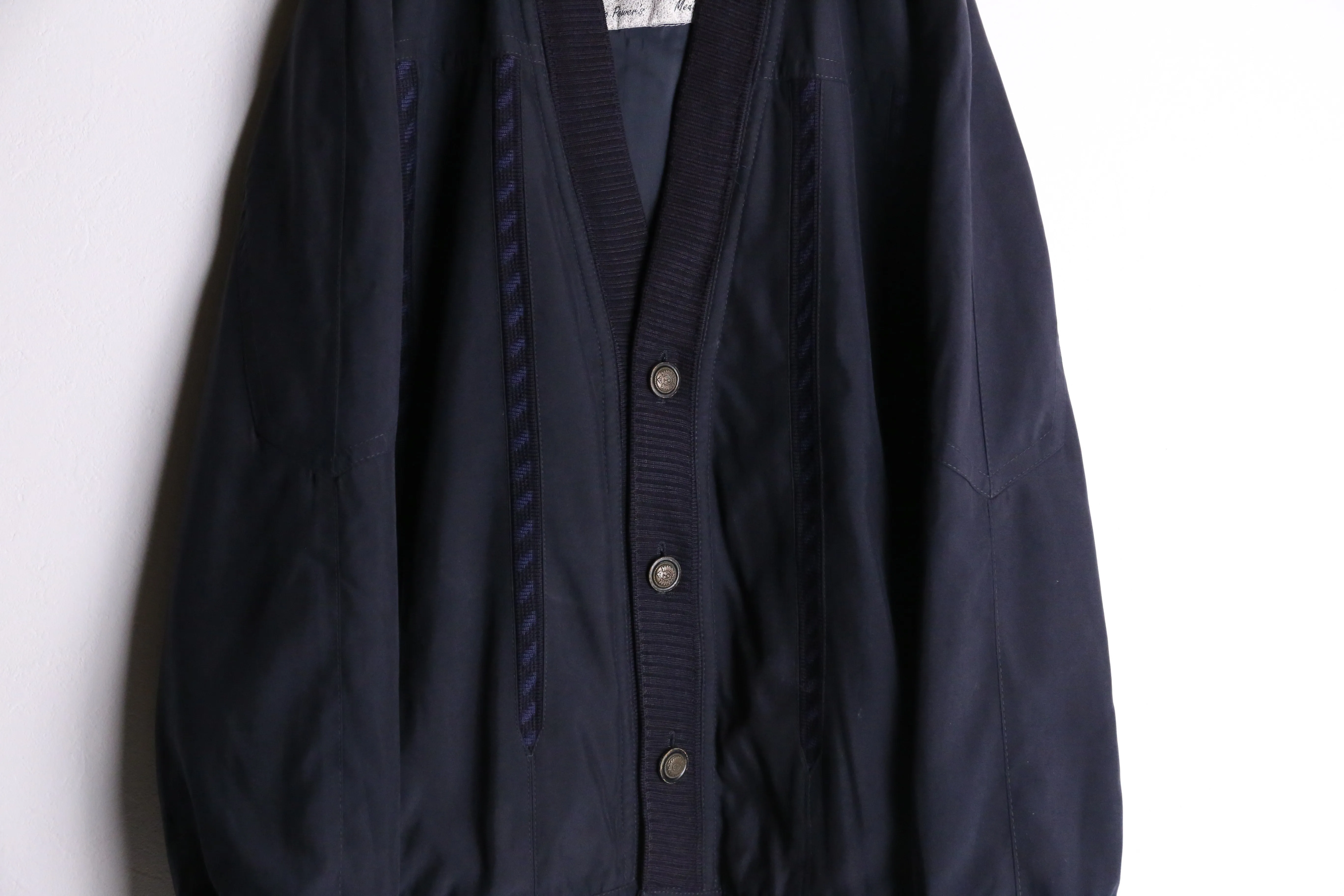 navy line mix cardigan blouson