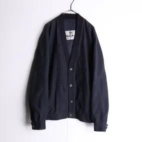 navy line mix cardigan blouson