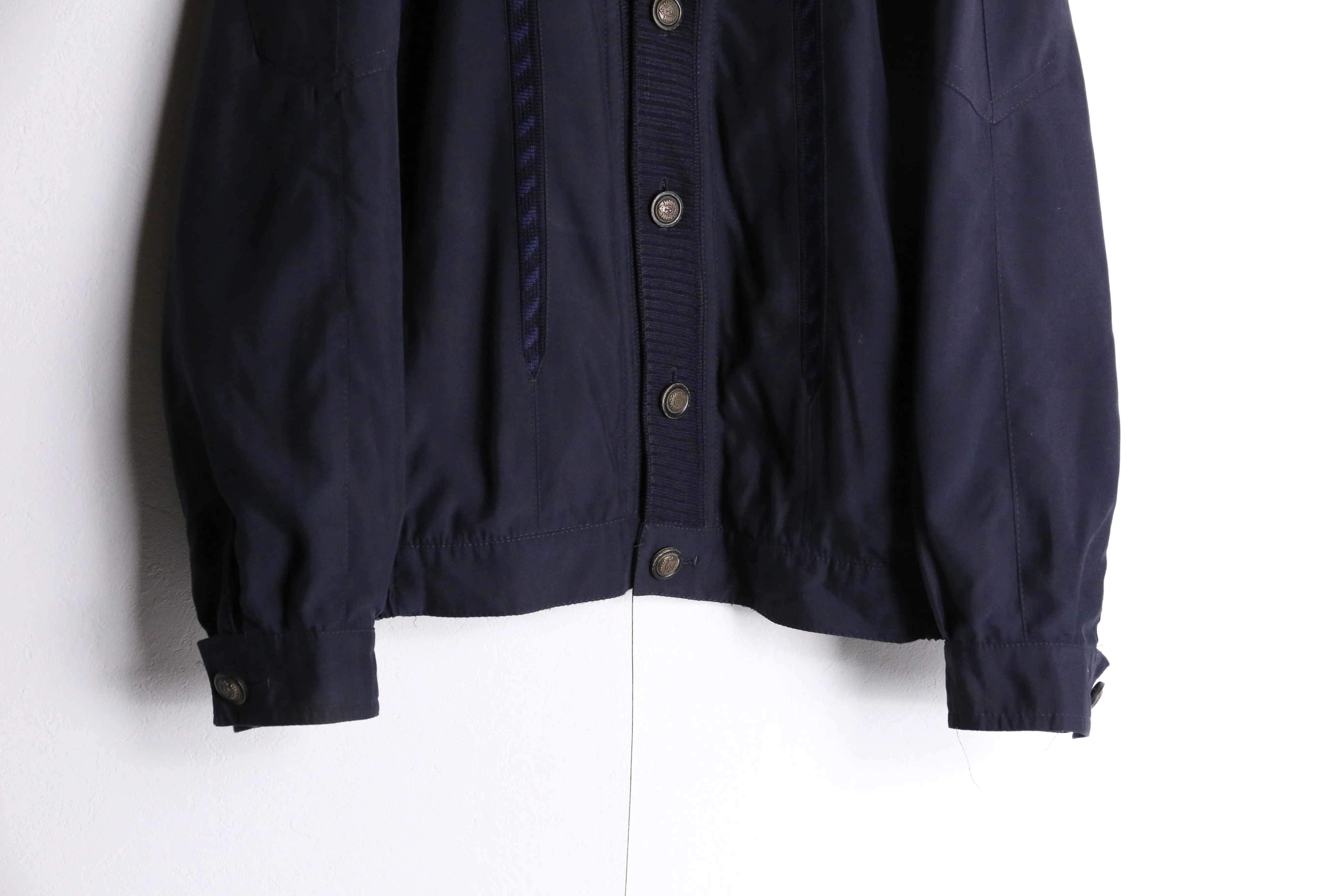 navy line mix cardigan blouson