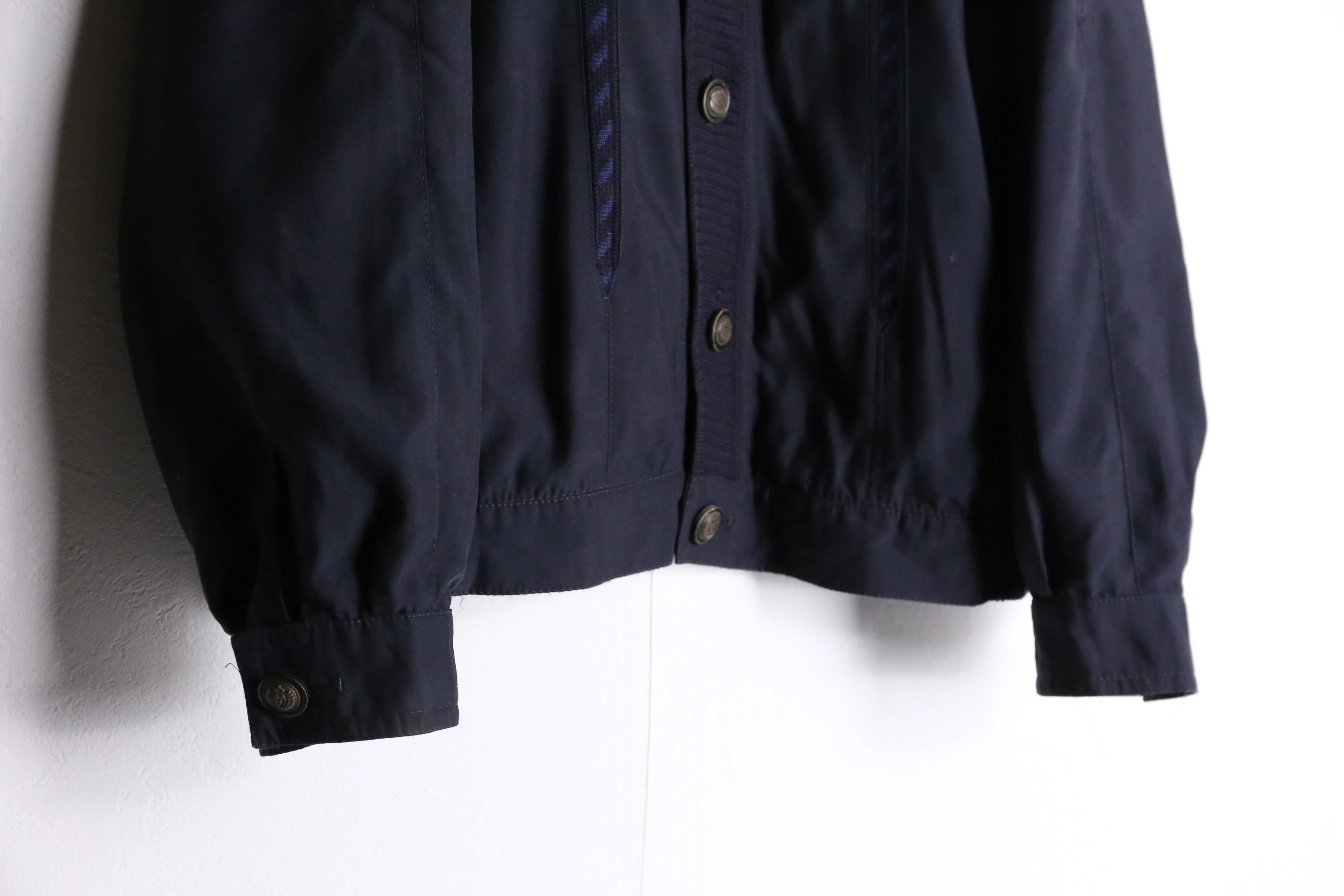 navy line mix cardigan blouson