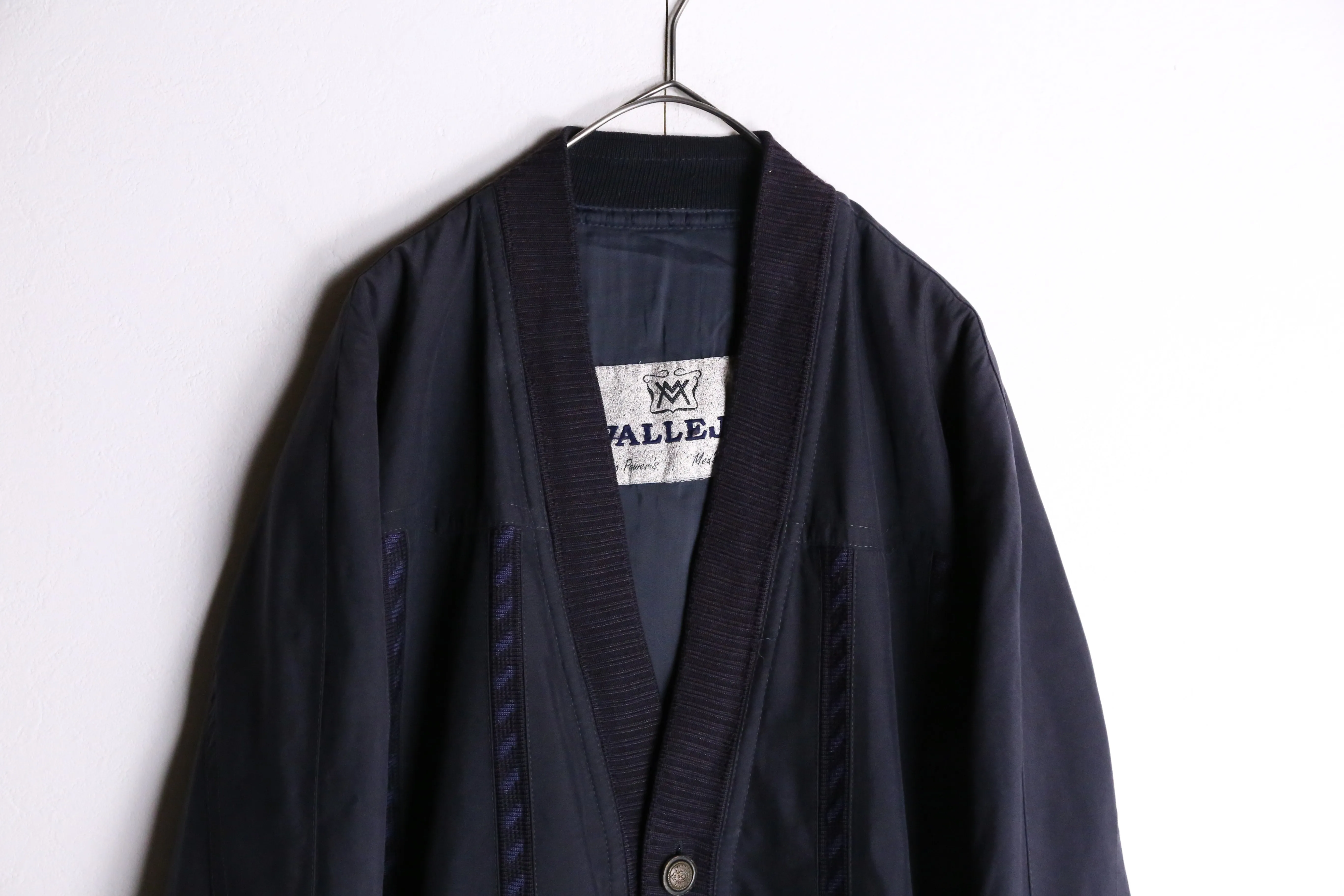 navy line mix cardigan blouson