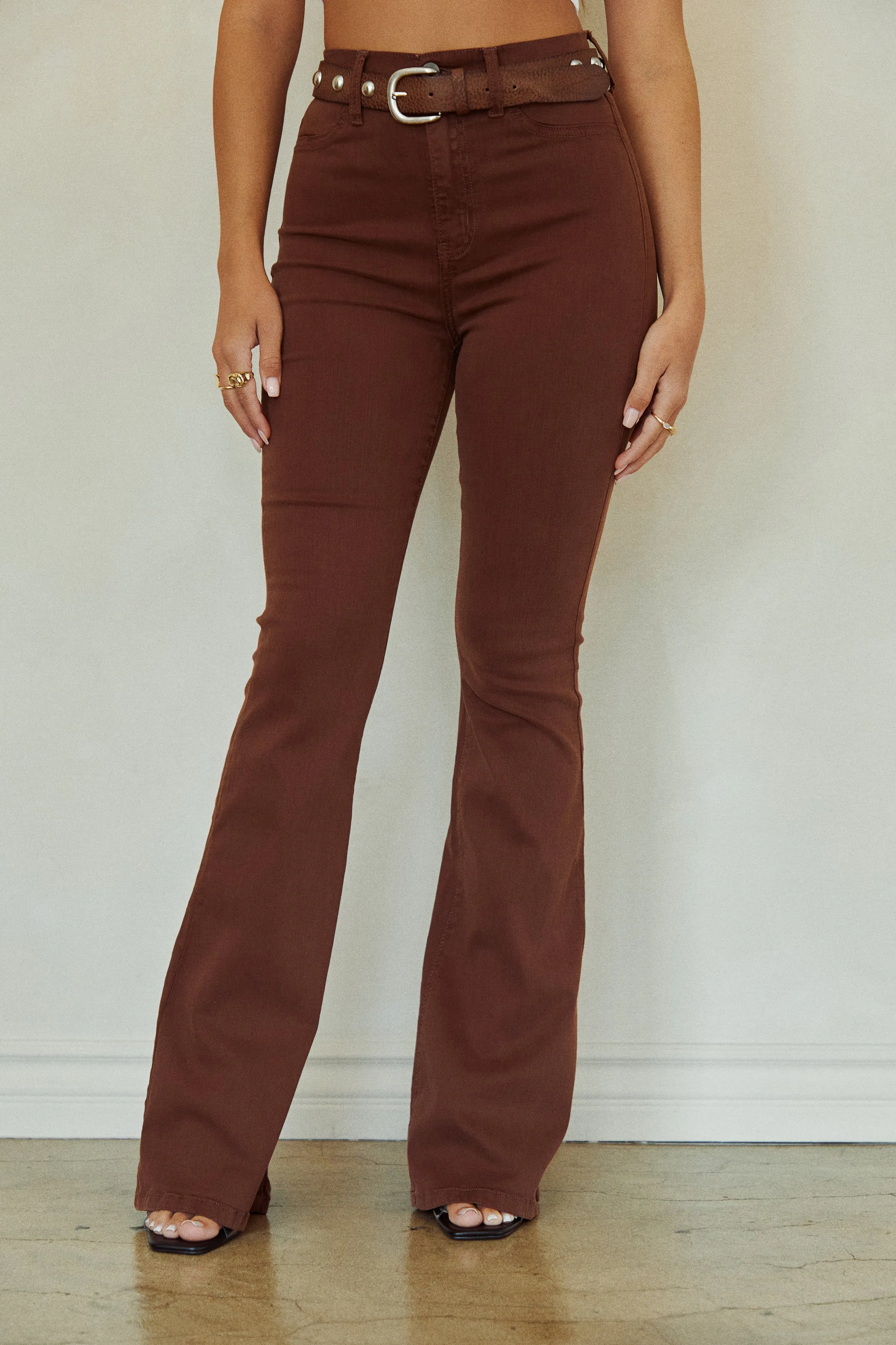 Nessa High Waist Flare Pant - Brown