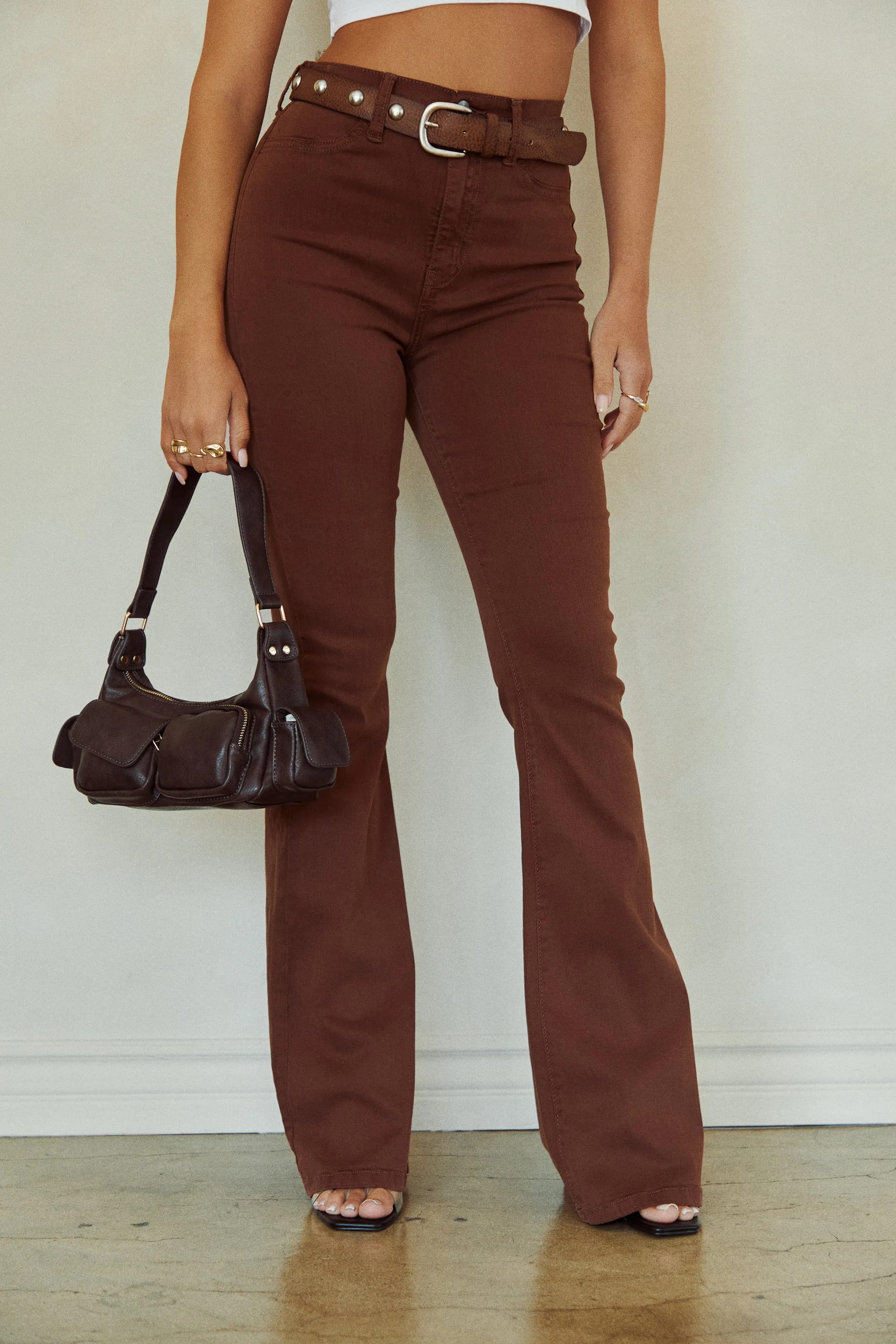 Nessa High Waist Flare Pant - Brown