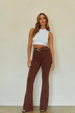 Nessa High Waist Flare Pant - Brown