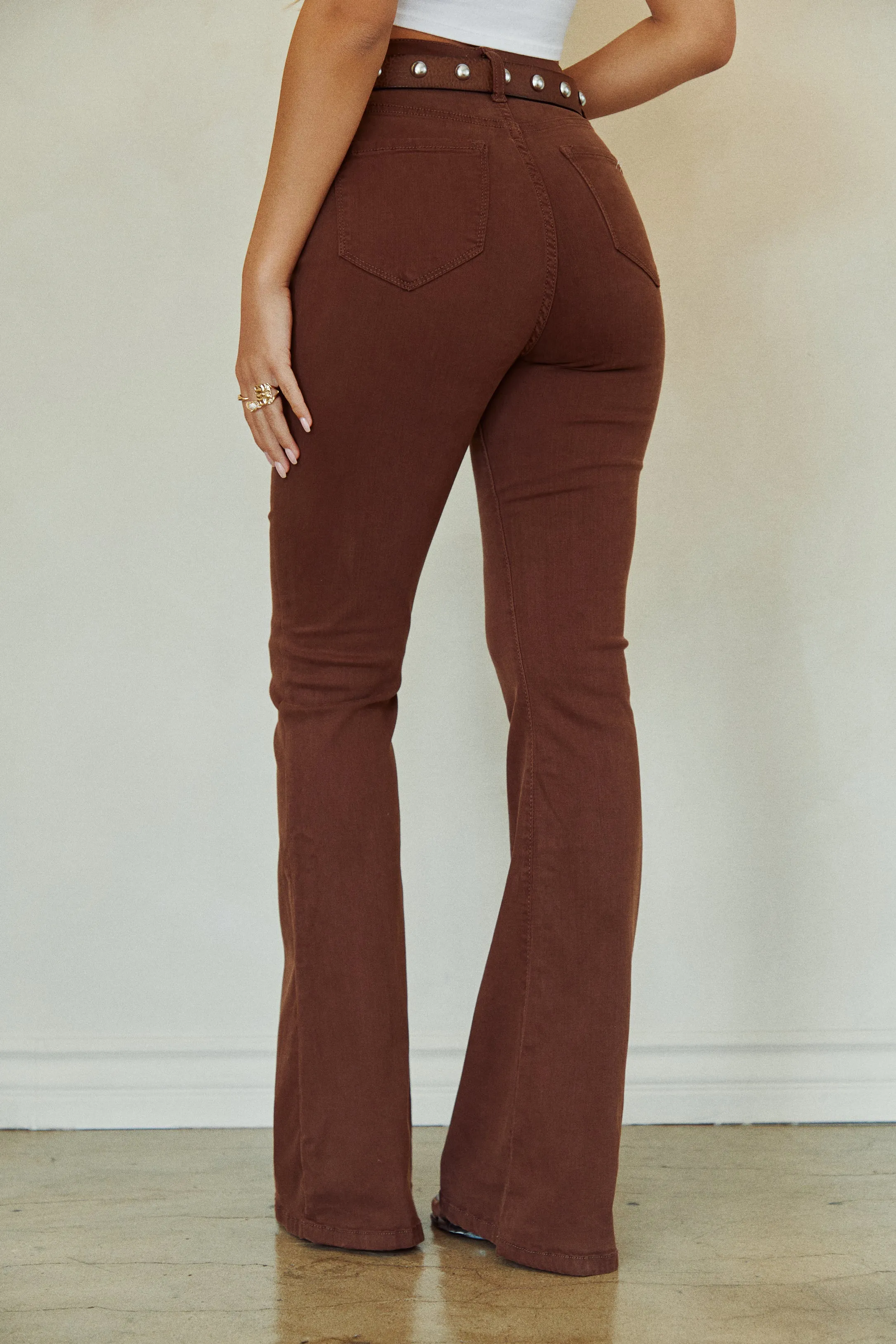 Nessa High Waist Flare Pant - Brown
