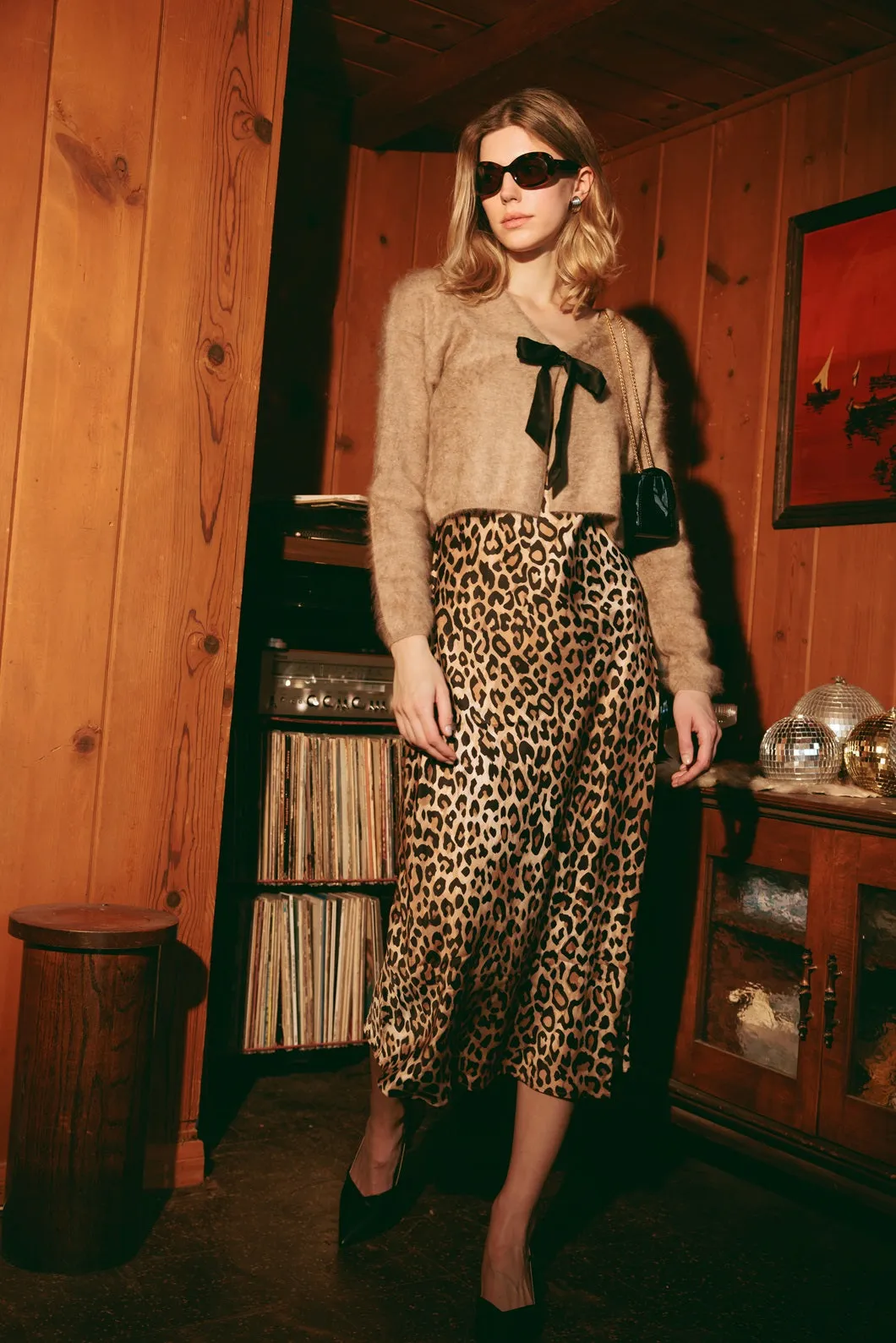Netty Fuzzy Cashmere Tie Cardigan