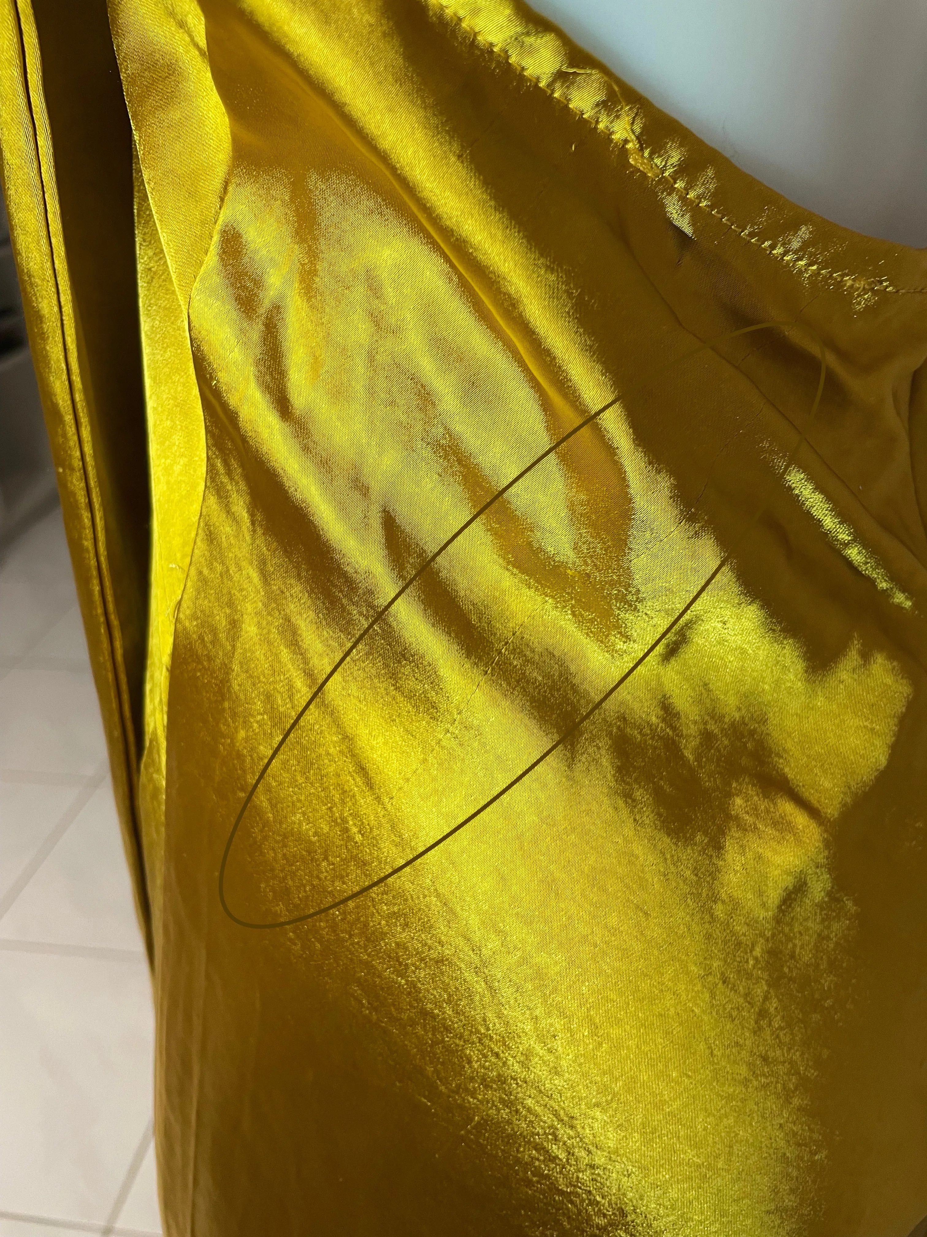 Nicola Satin Midi Dress - Mustard 2.0