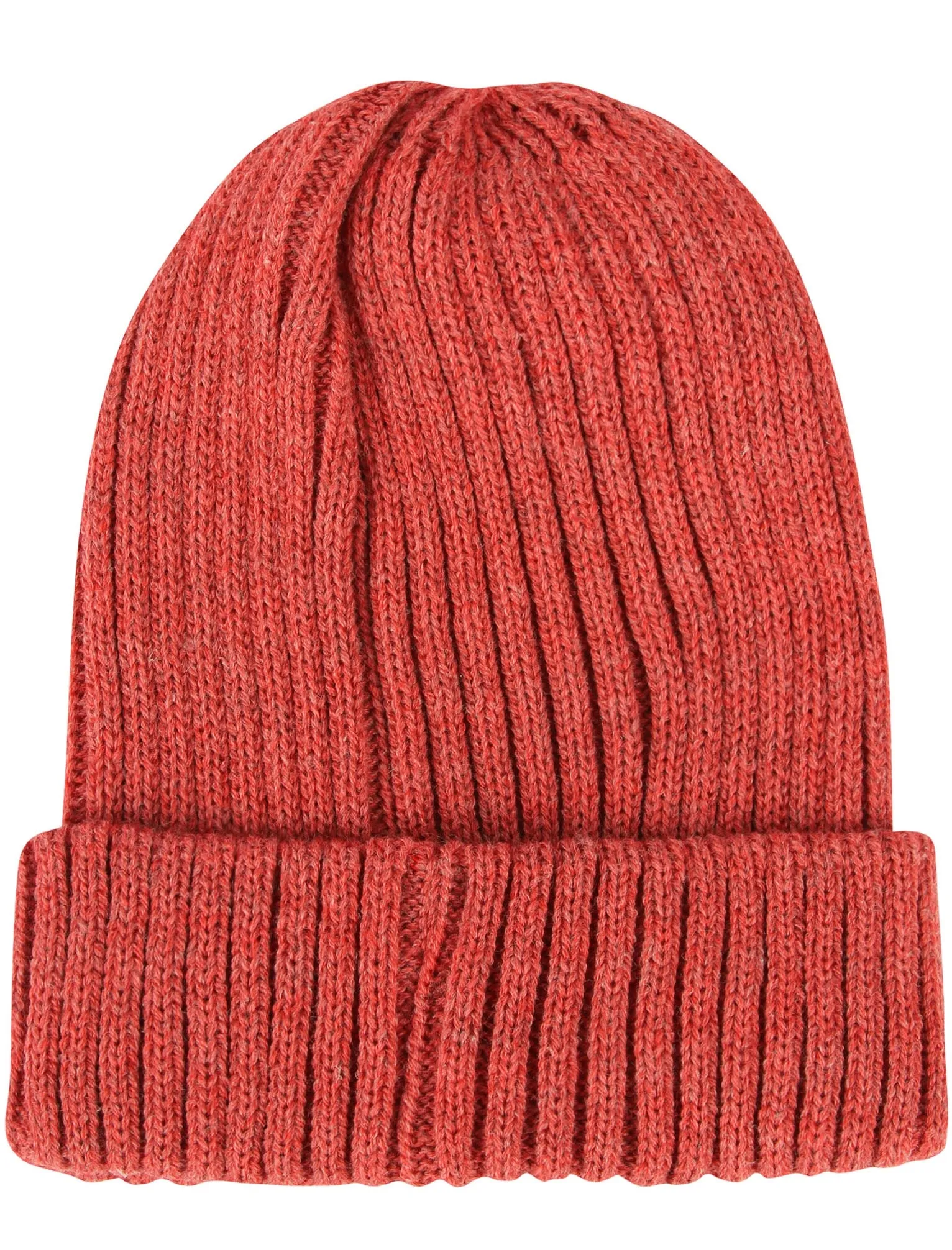 Nicole Ribbed Cable Knit Beanie Hat in Coral - Tokyo Laundry