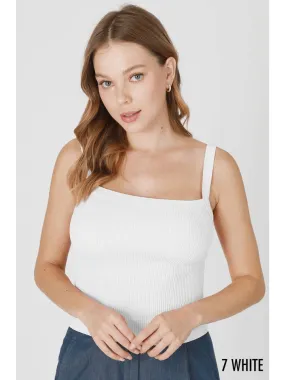 Nikibiki White Square Neck Ribbed Crop Top