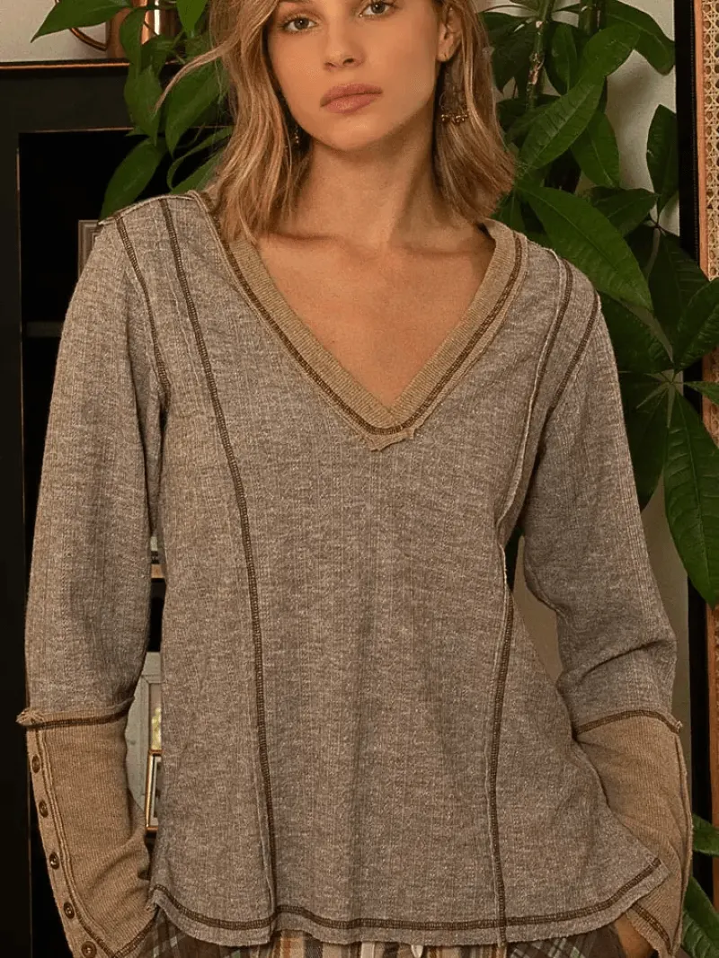 Overlock Textured Knit Top