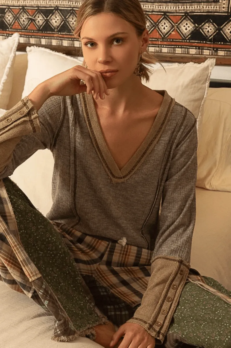 Overlock Textured Knit Top