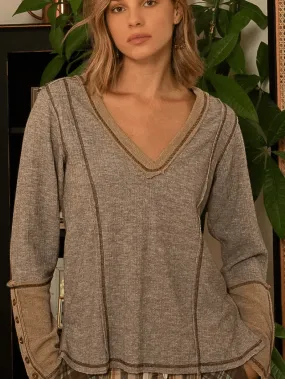 Overlock Textured Knit Top