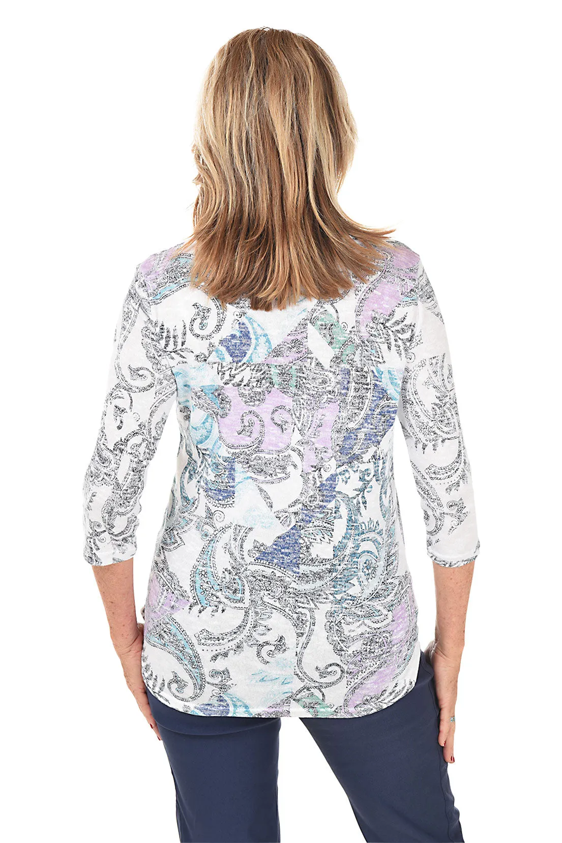 Paisley Patches Slub Knit Top