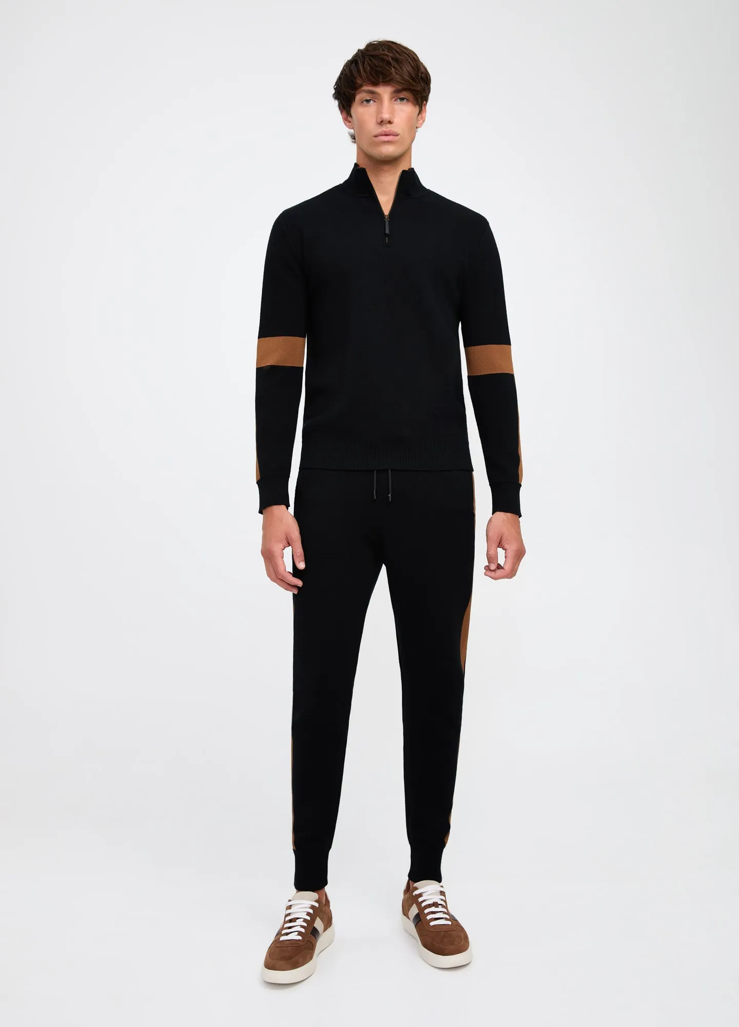 Panelled Knit Track Pant Black