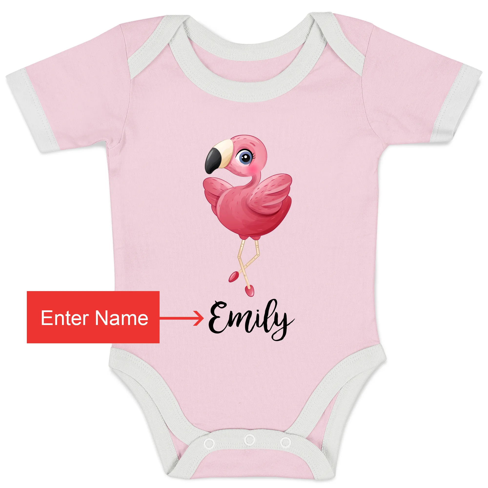 [Personalized] Endanzoo Organic Baby Bodysuit- Little Flamingo Ballerina Girl