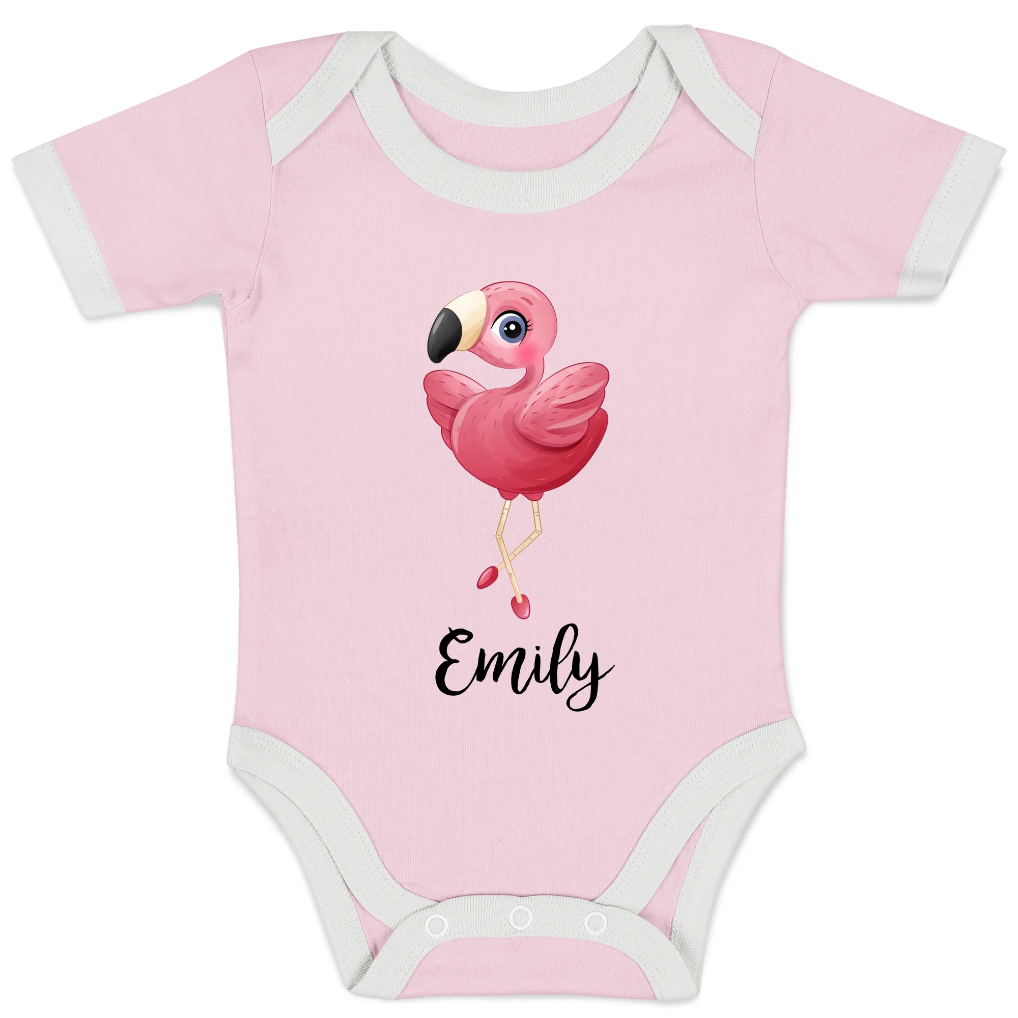 [Personalized] Endanzoo Organic Baby Bodysuit- Little Flamingo Ballerina Girl