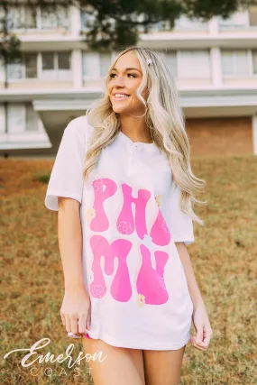 Phi Mu PR Floral Henley Tee