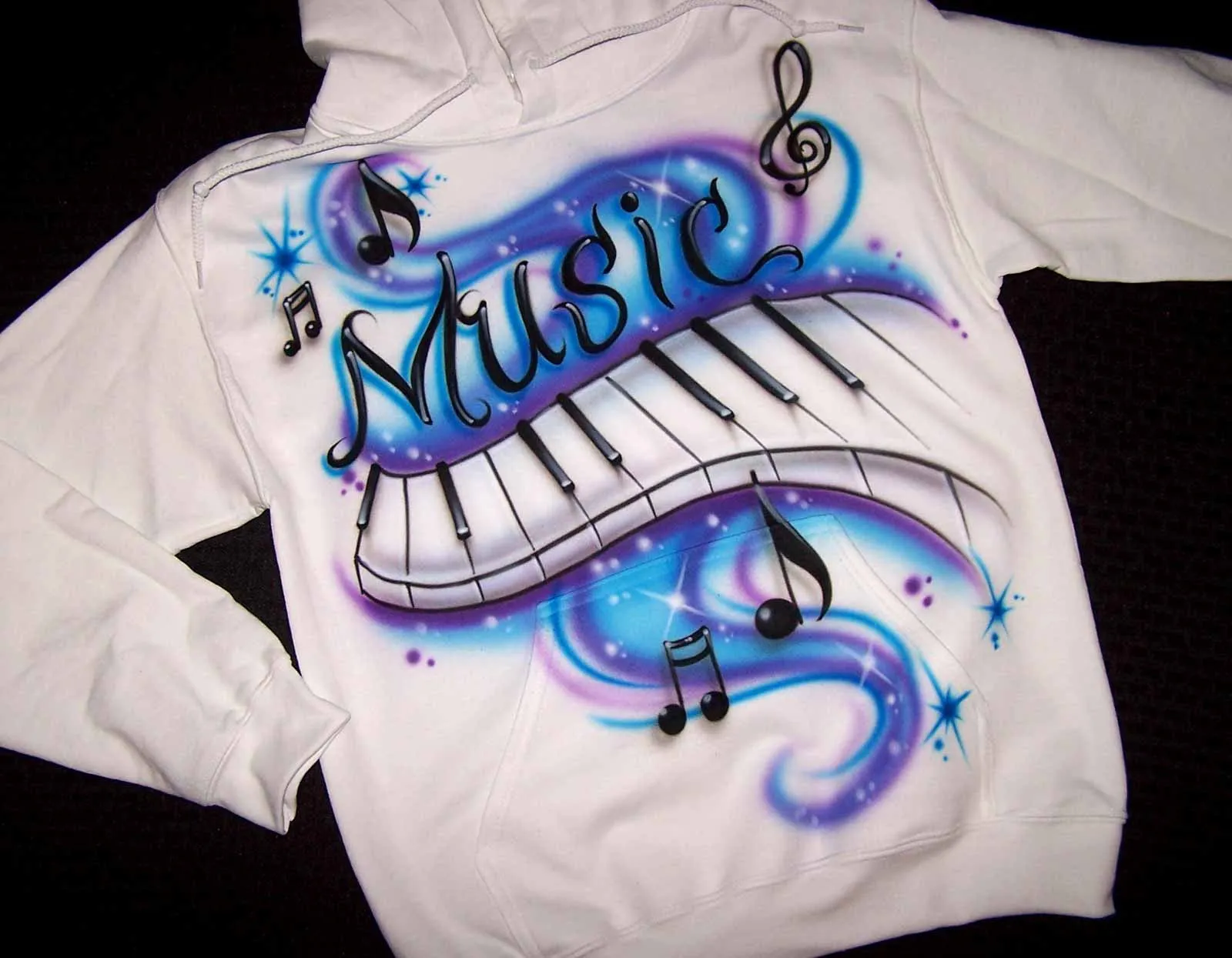 Piano Keys and Notes Music Themed Airbrushed Shirt