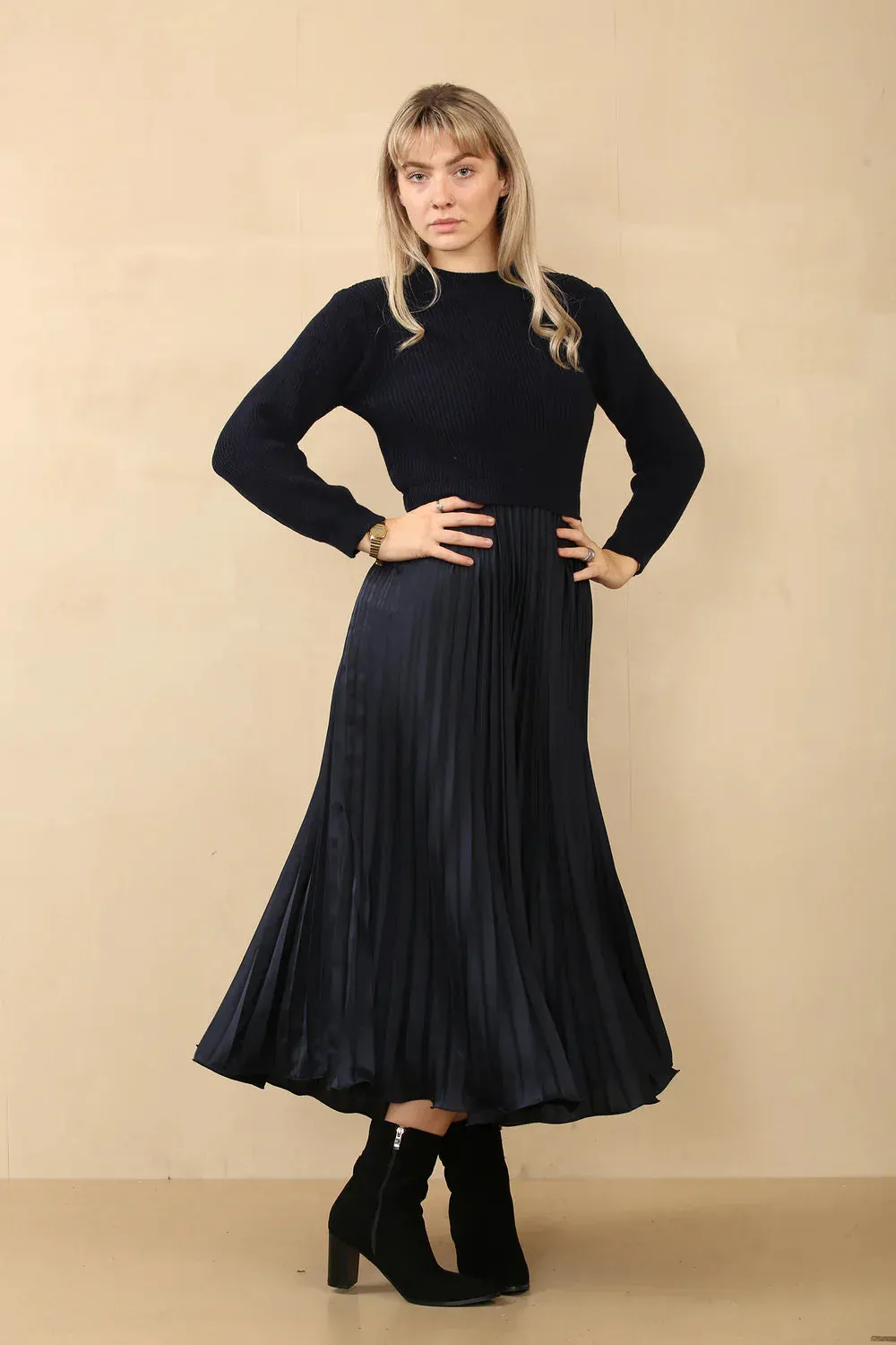 Pleated Jumper Dress
