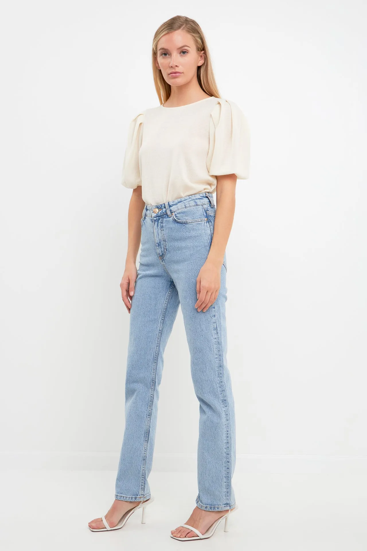 Pleated Shoulder Knit Top
