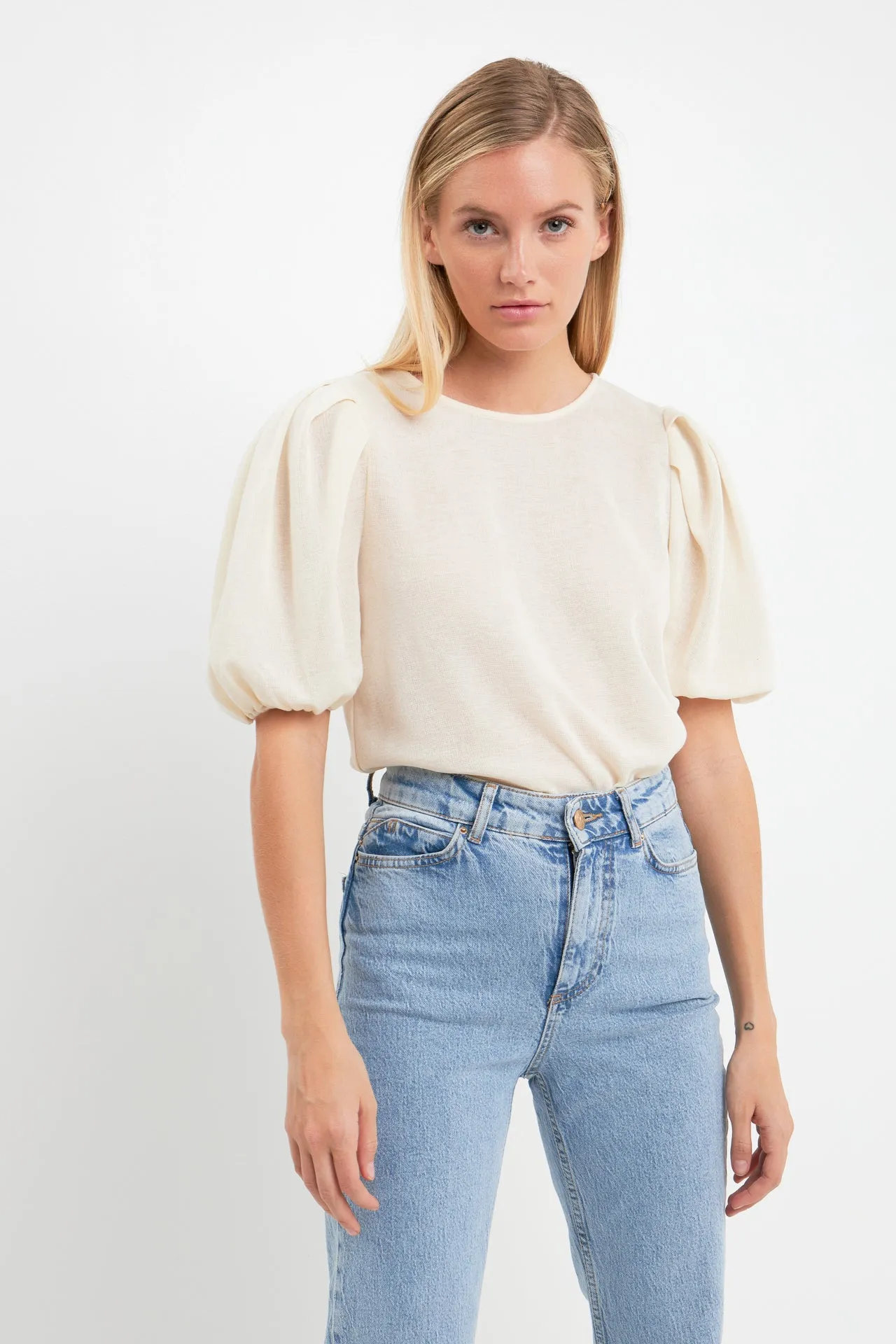 Pleated Shoulder Knit Top