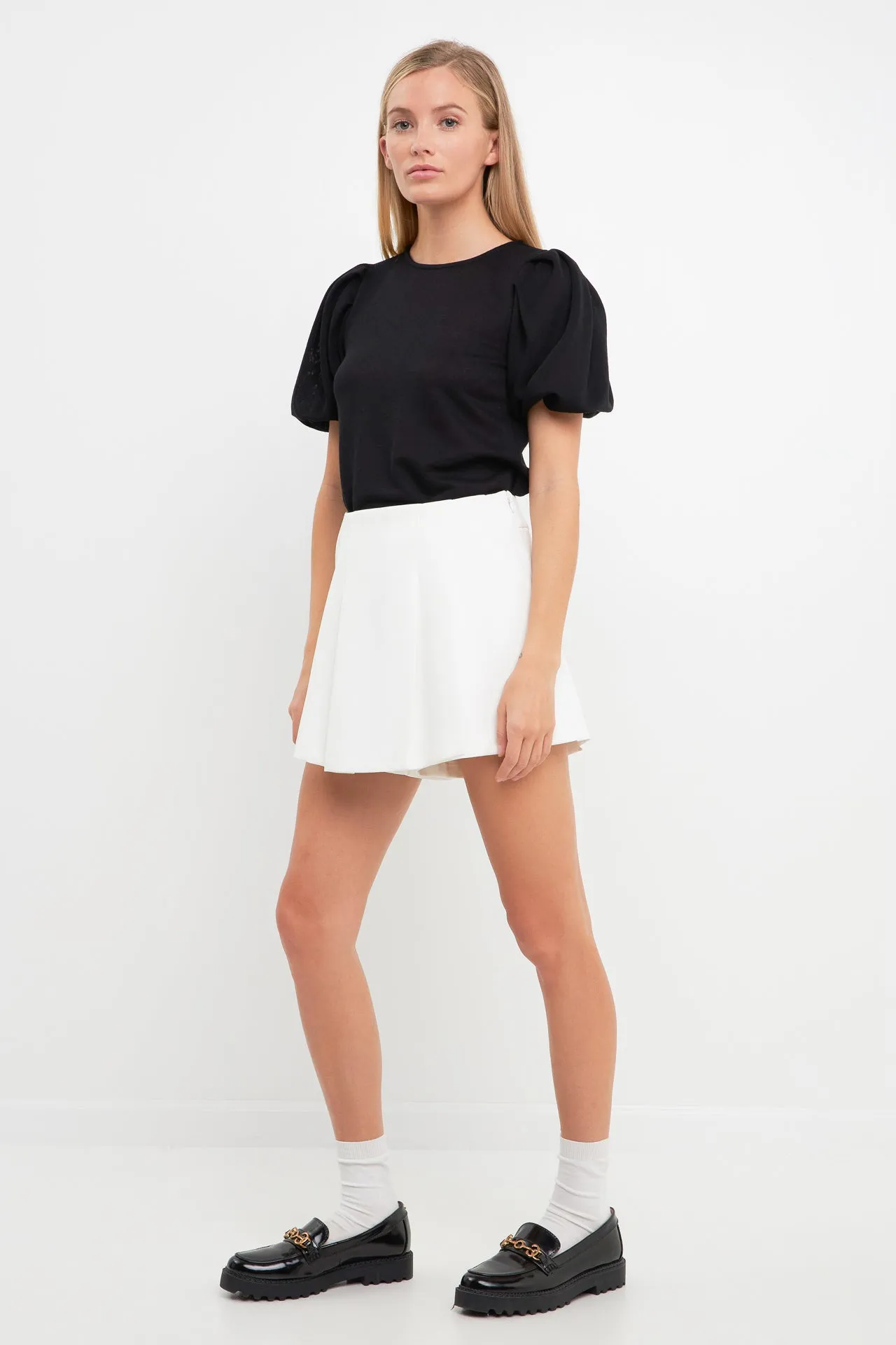 Pleated Shoulder Knit Top
