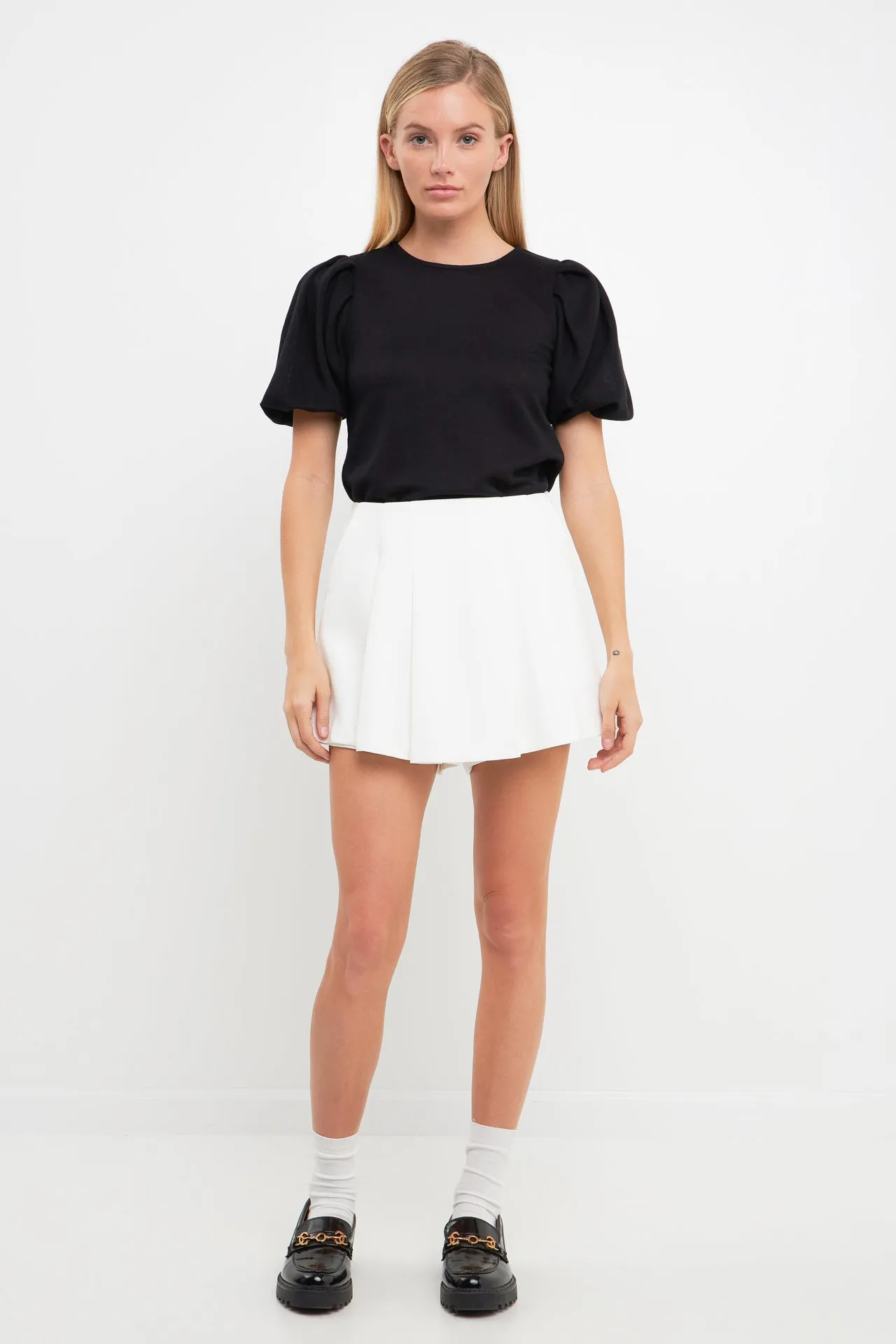 Pleated Shoulder Knit Top