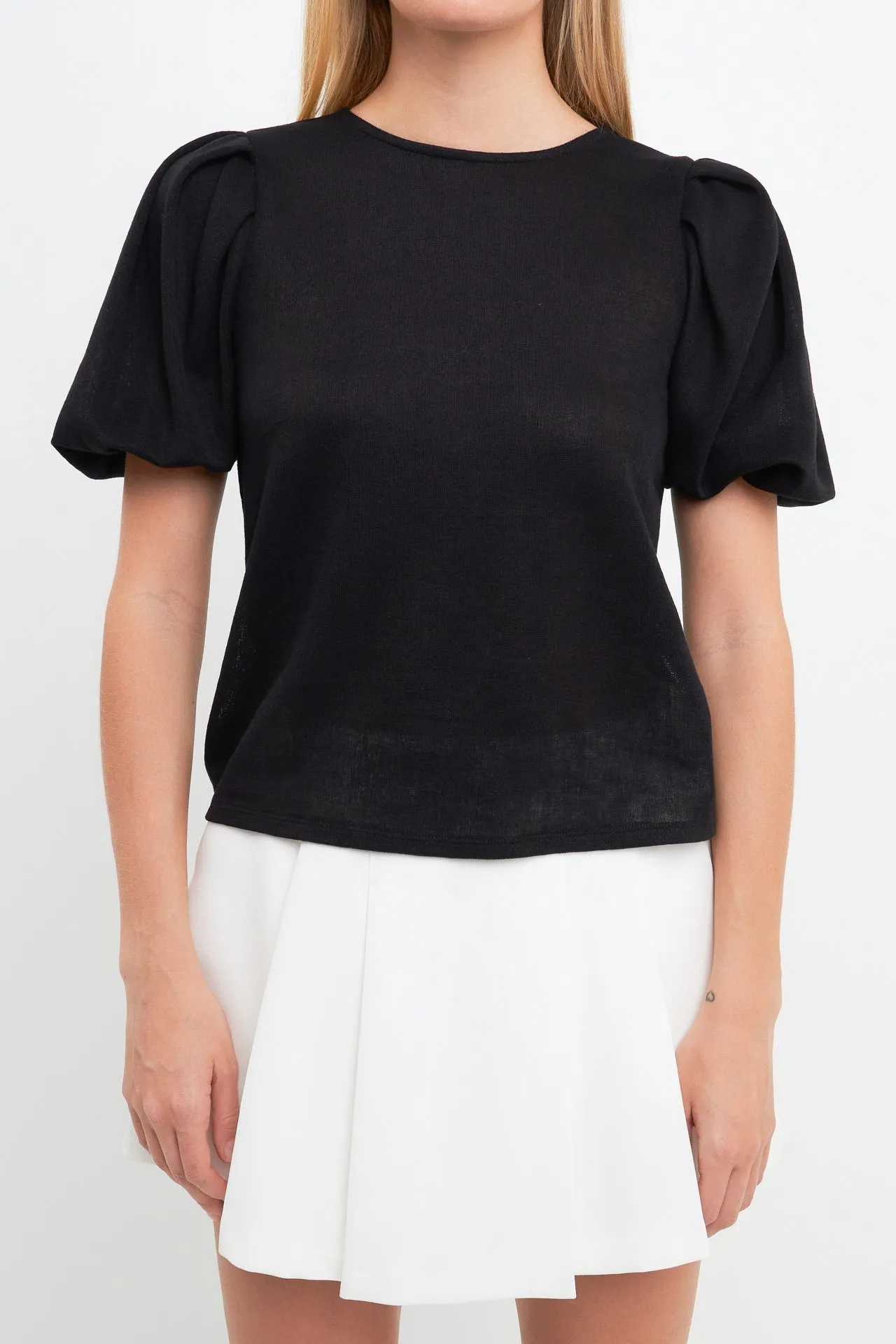 Pleated Shoulder Knit Top