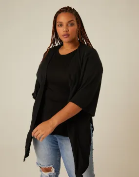 Plus Size Short Sleeve Open Cardigan