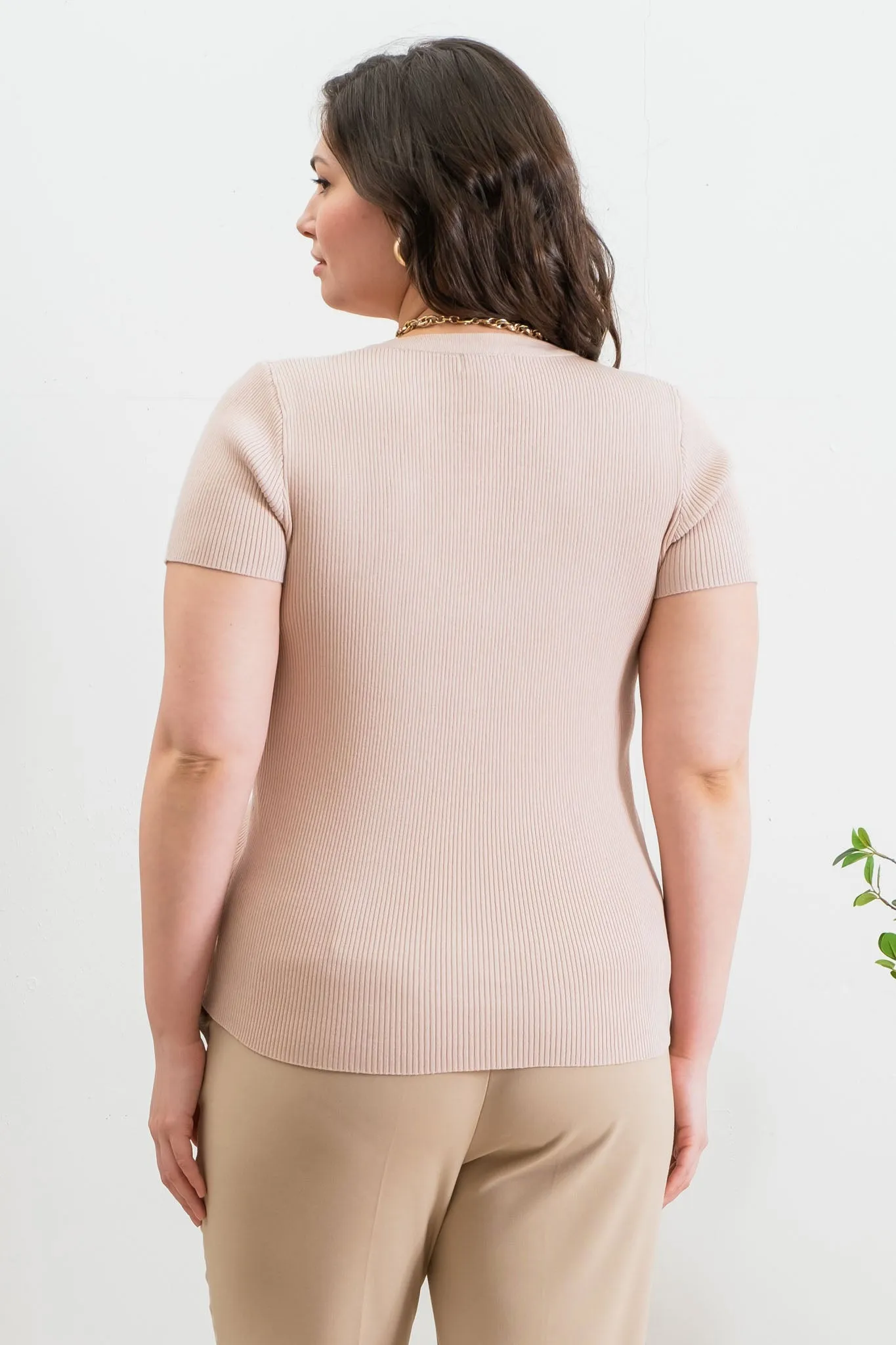 PLUS SNAP BUTTON SWEATER KNIT TOP