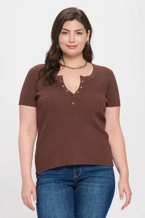 PLUS SNAP BUTTON SWEATER KNIT TOP