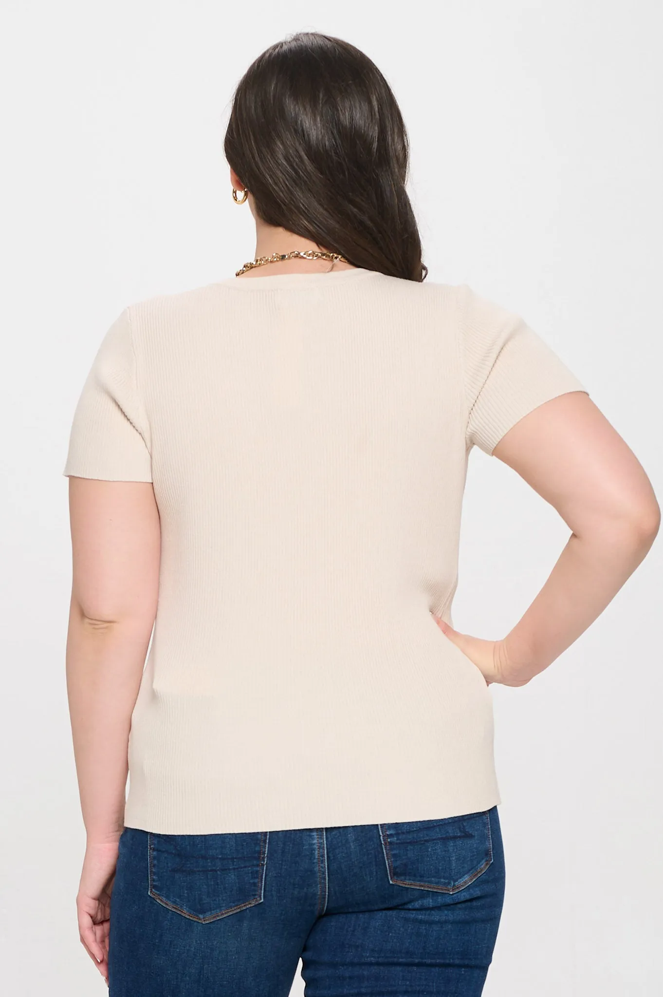 PLUS SNAP BUTTON SWEATER KNIT TOP